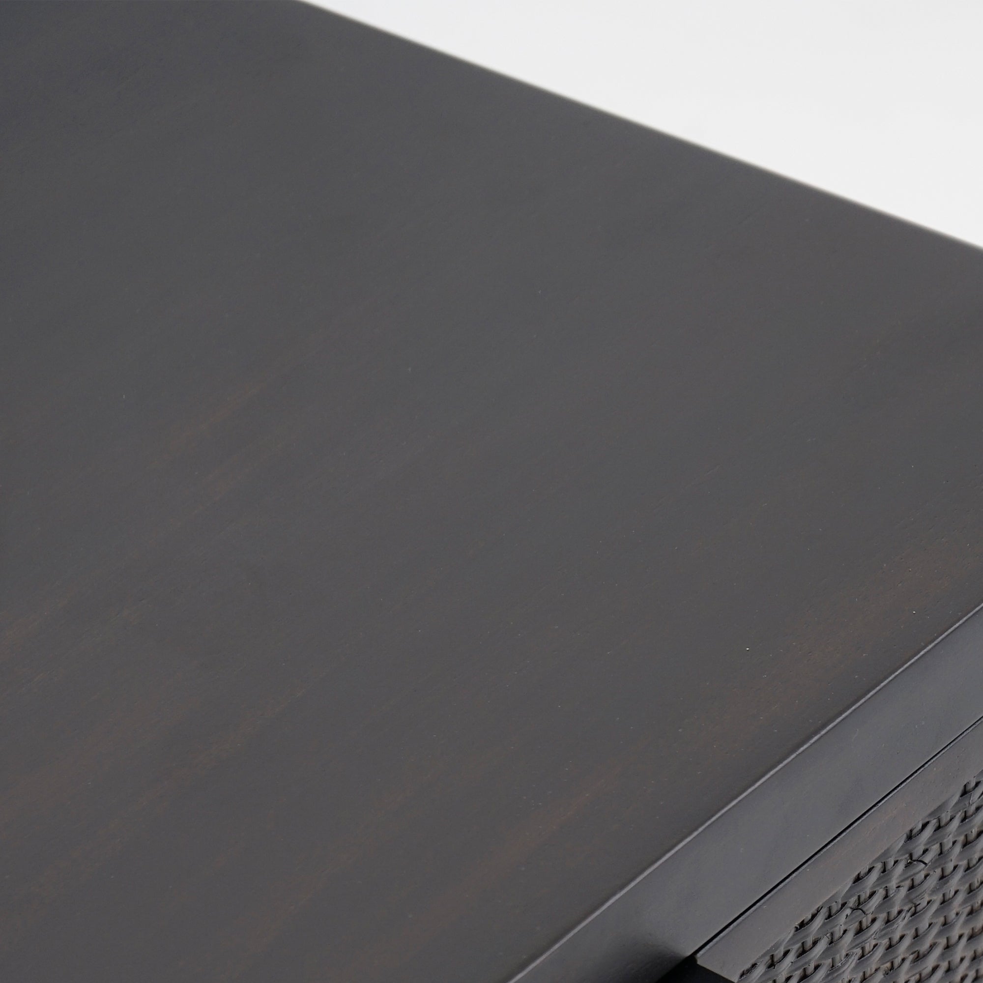 Black Kalana - 2-Drawer Rattan Nightstand detail top