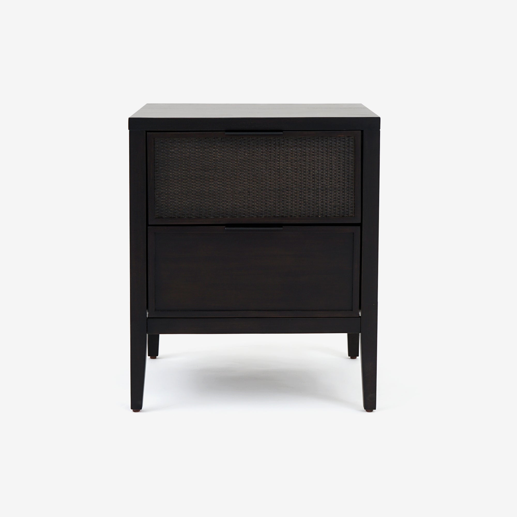 Black Kalana - 2-Drawer Rattan Nightstand front view