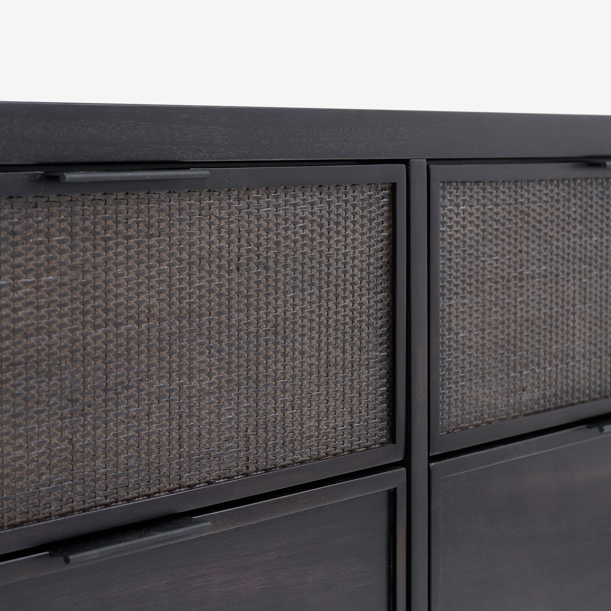 Dark gray cabinet with woven texture doors