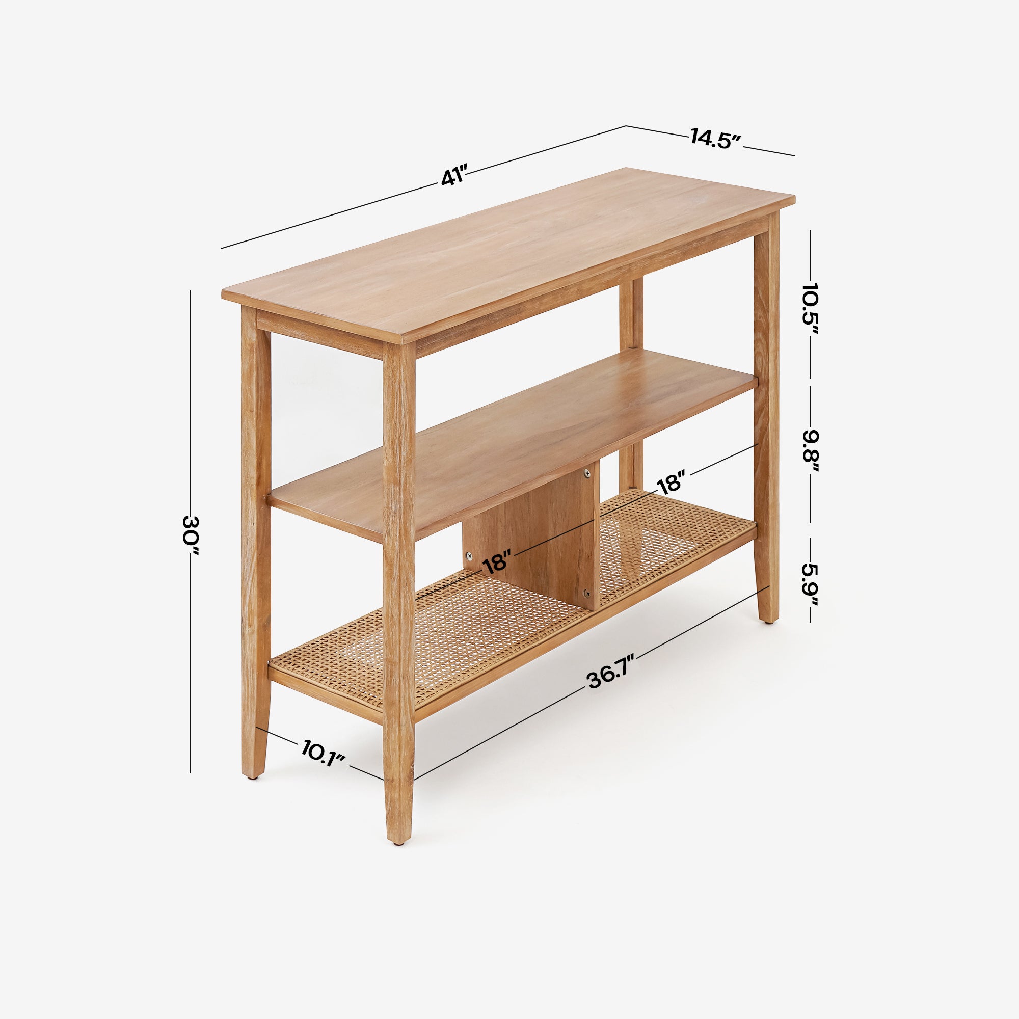 Detail Dimension Black Liora 41 Rattan Console Table