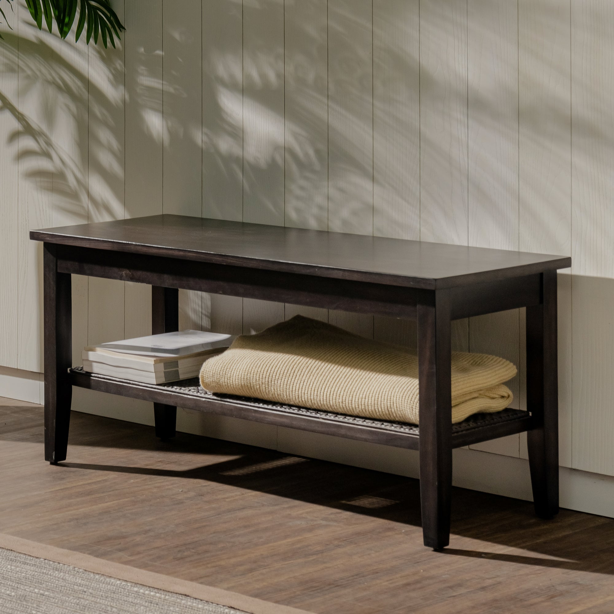 Liora - 45" Rattan Bench, Black