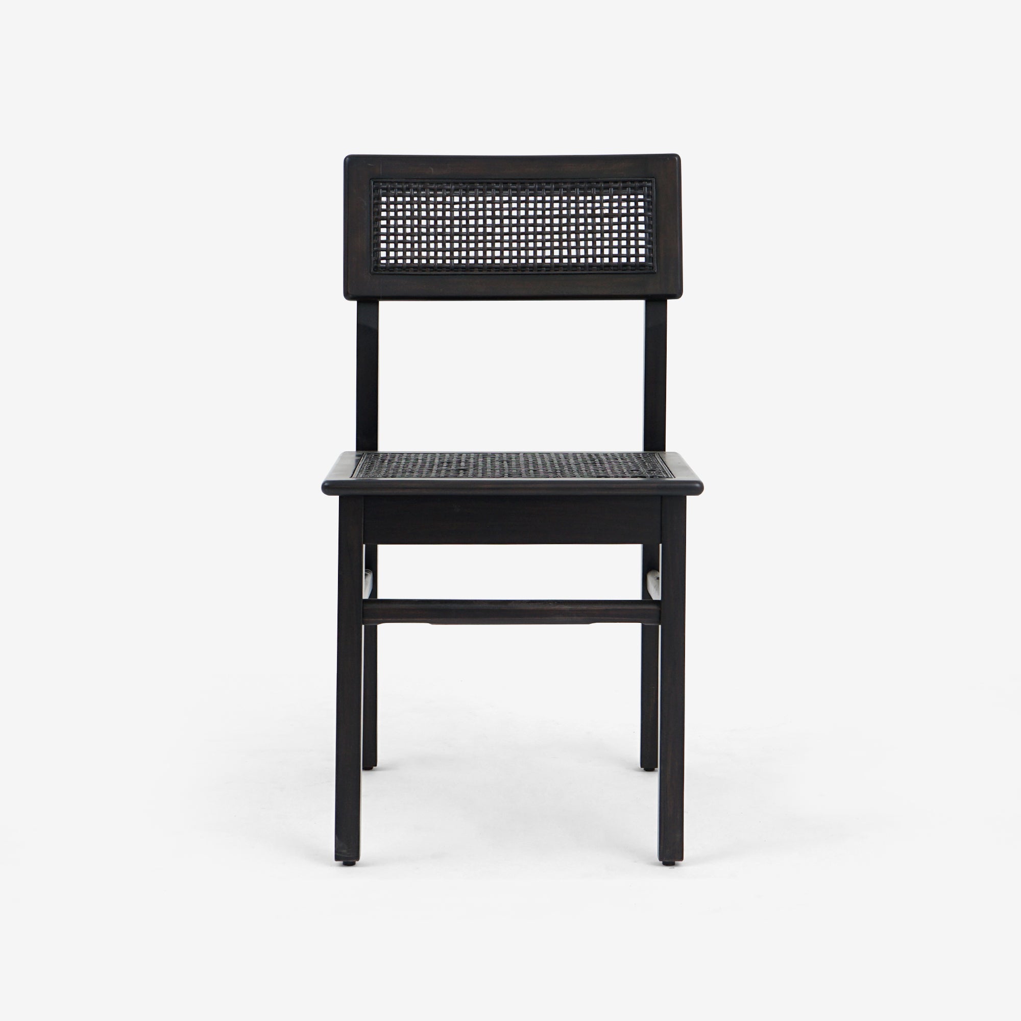Front View Black Liora Rattan Dining Chair Set