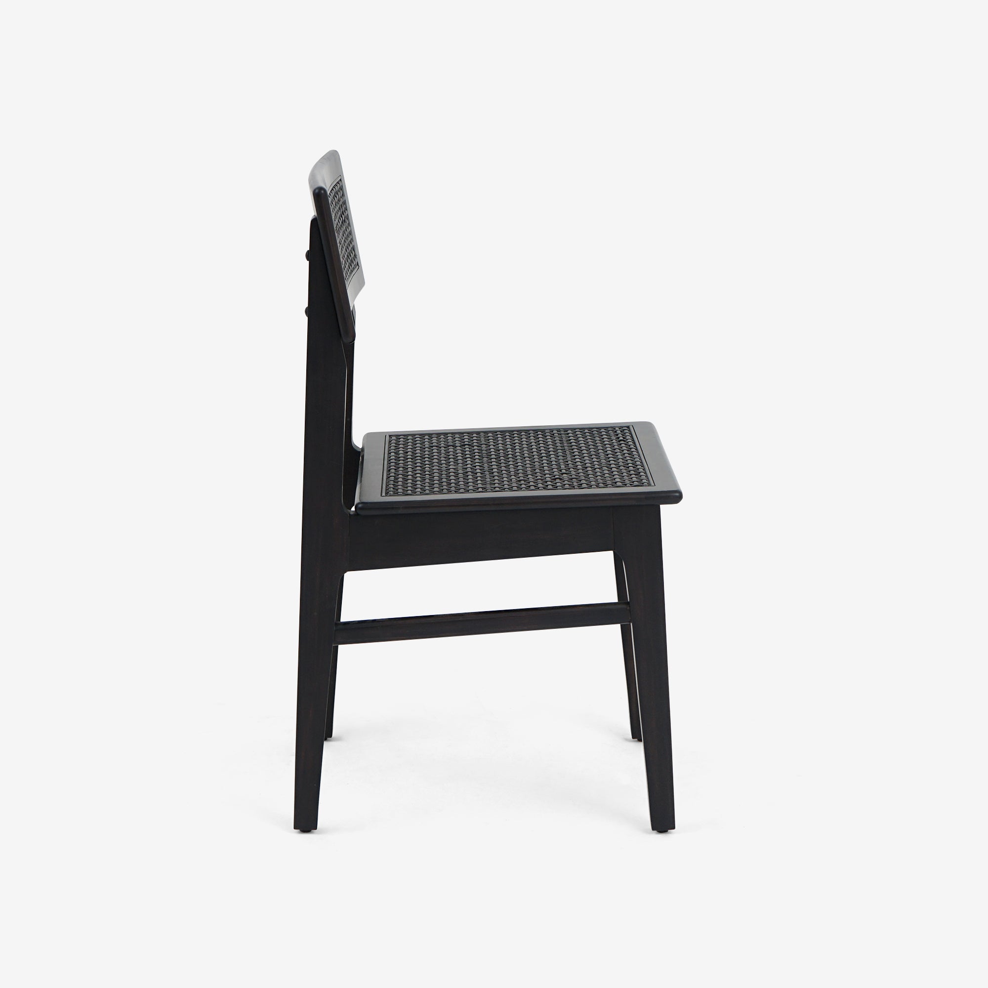 Side View Black Liora Rattan Dining Chair Set