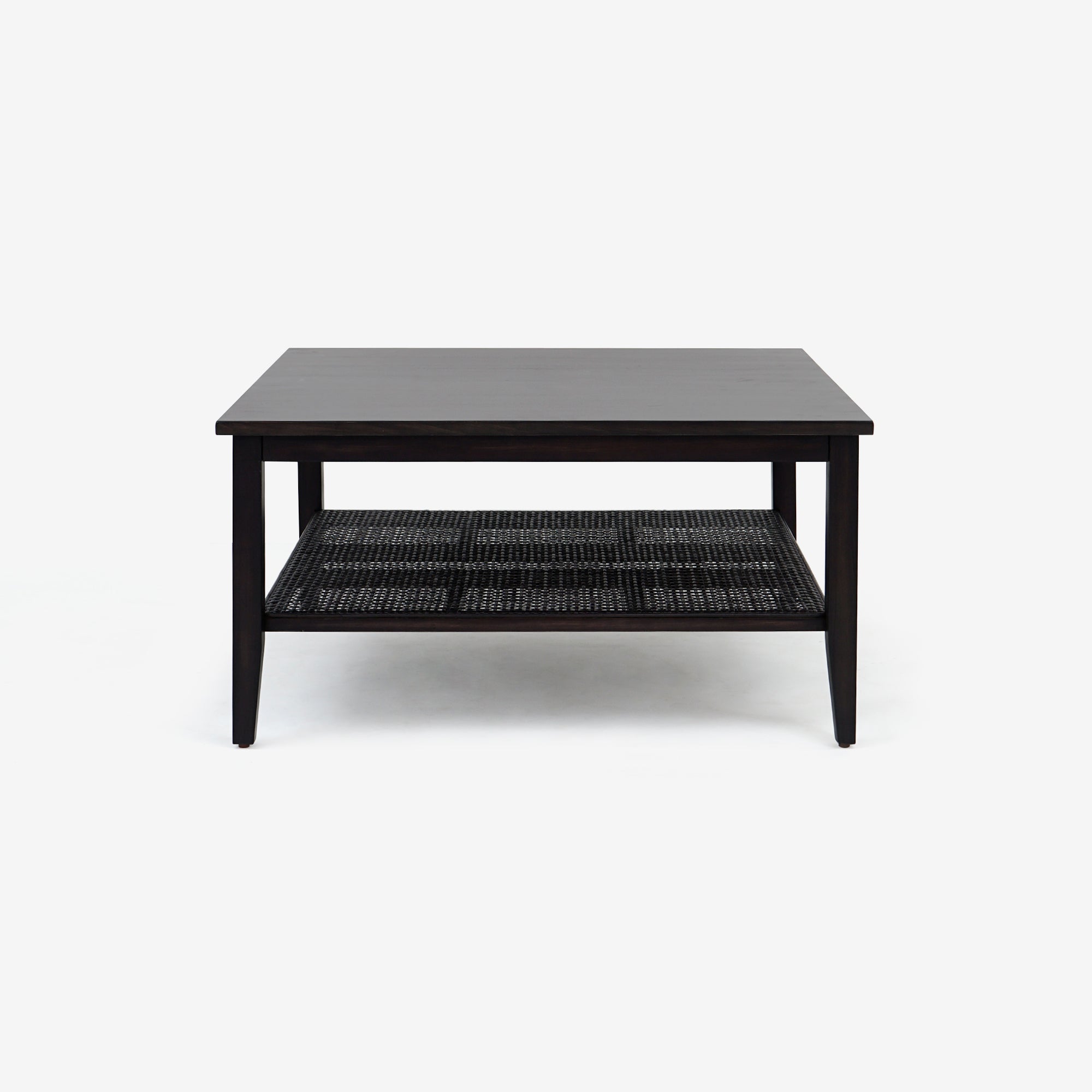 Side View Black Liora Square Rattan Coffee Table