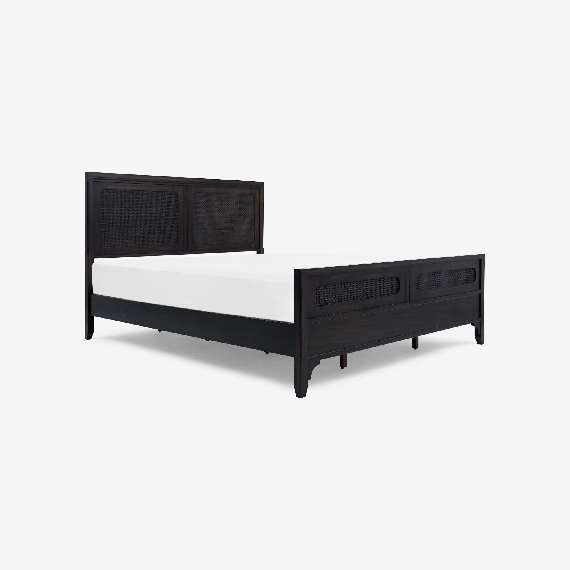 Angled View Black Lurian Queen Rattan Bed