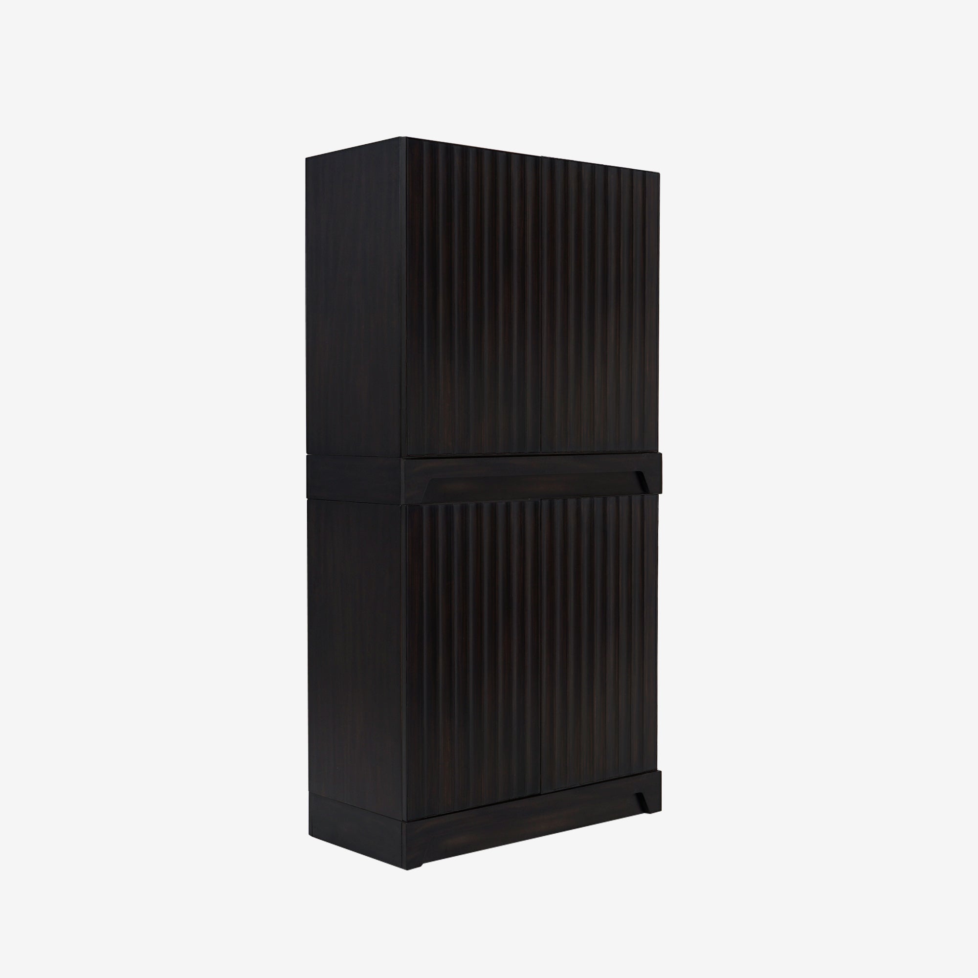 Angled View Set Of 2 Black Mira 31.5 Scalloped Modular Cabinet