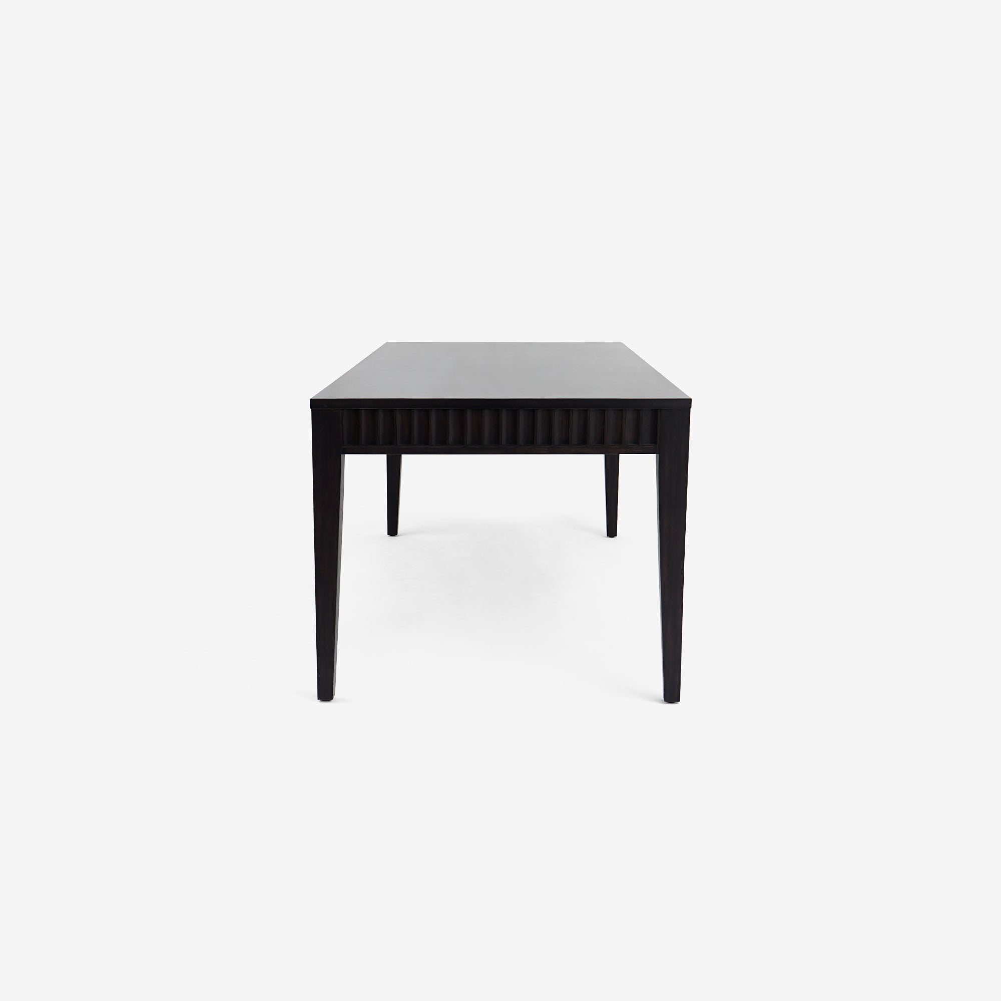 Side View Black Mira 72 x 30 Scalloped Dining Table