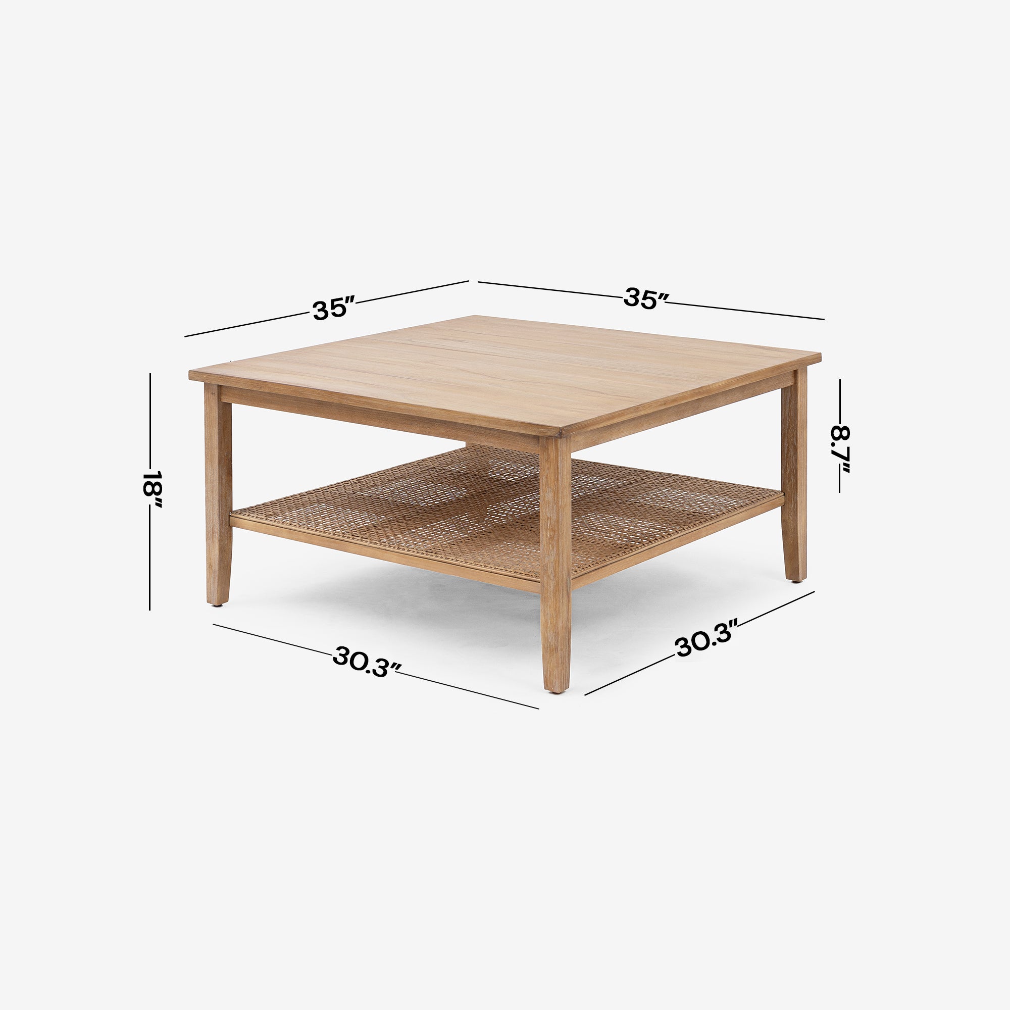 Liora - Square Rattan Coffee Table, Natural