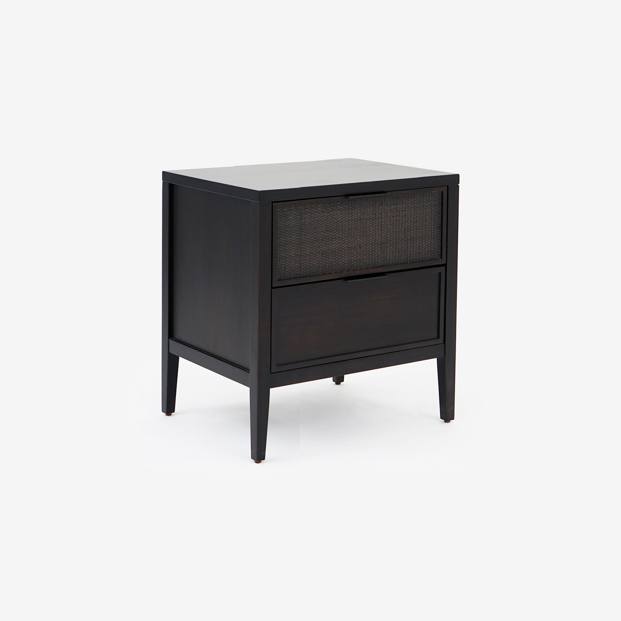 Kalana - 2-Drawer Rattan Nightstand, Black