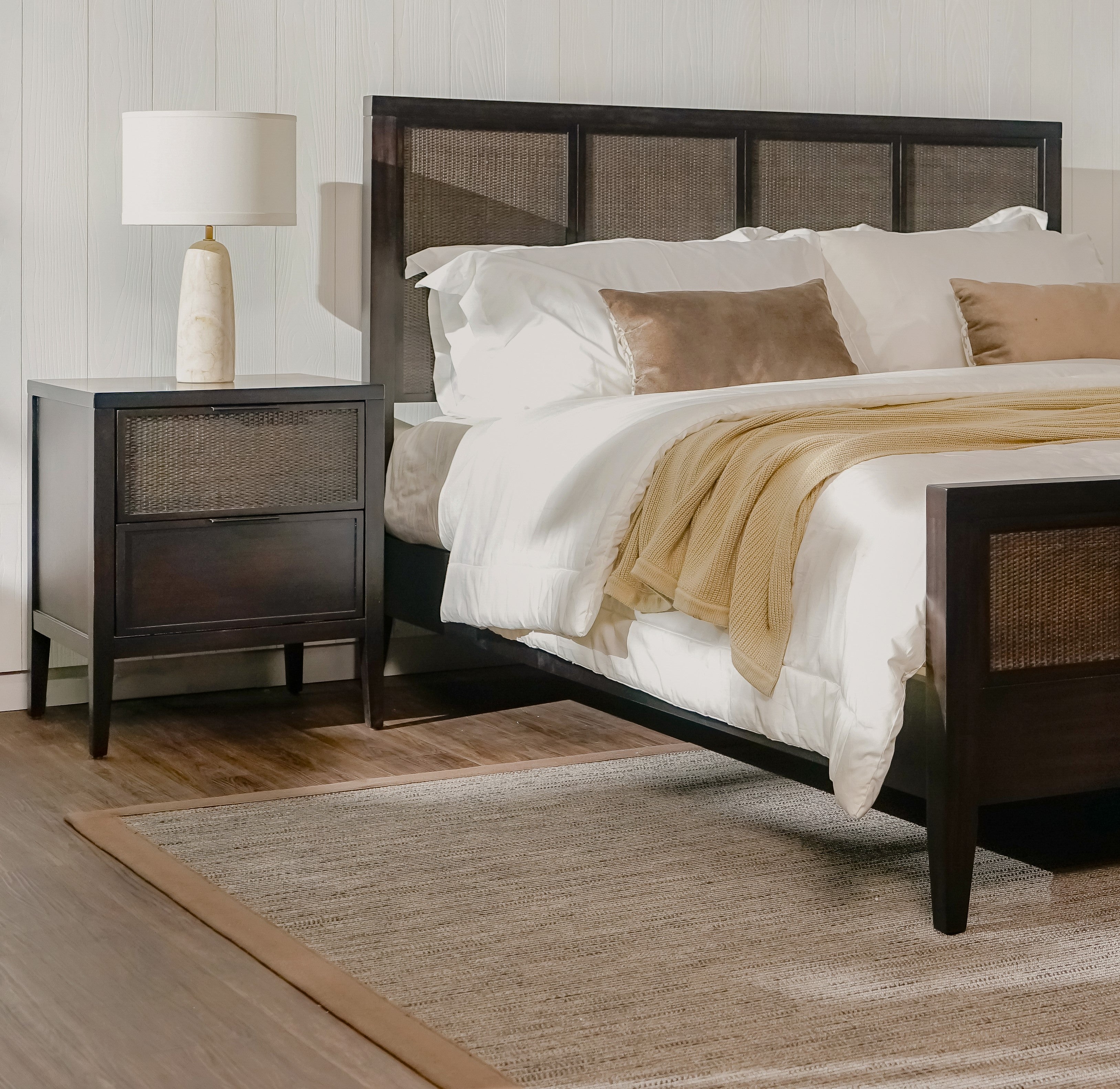 Kalana - 2-Drawer Rattan Nightstand, Black