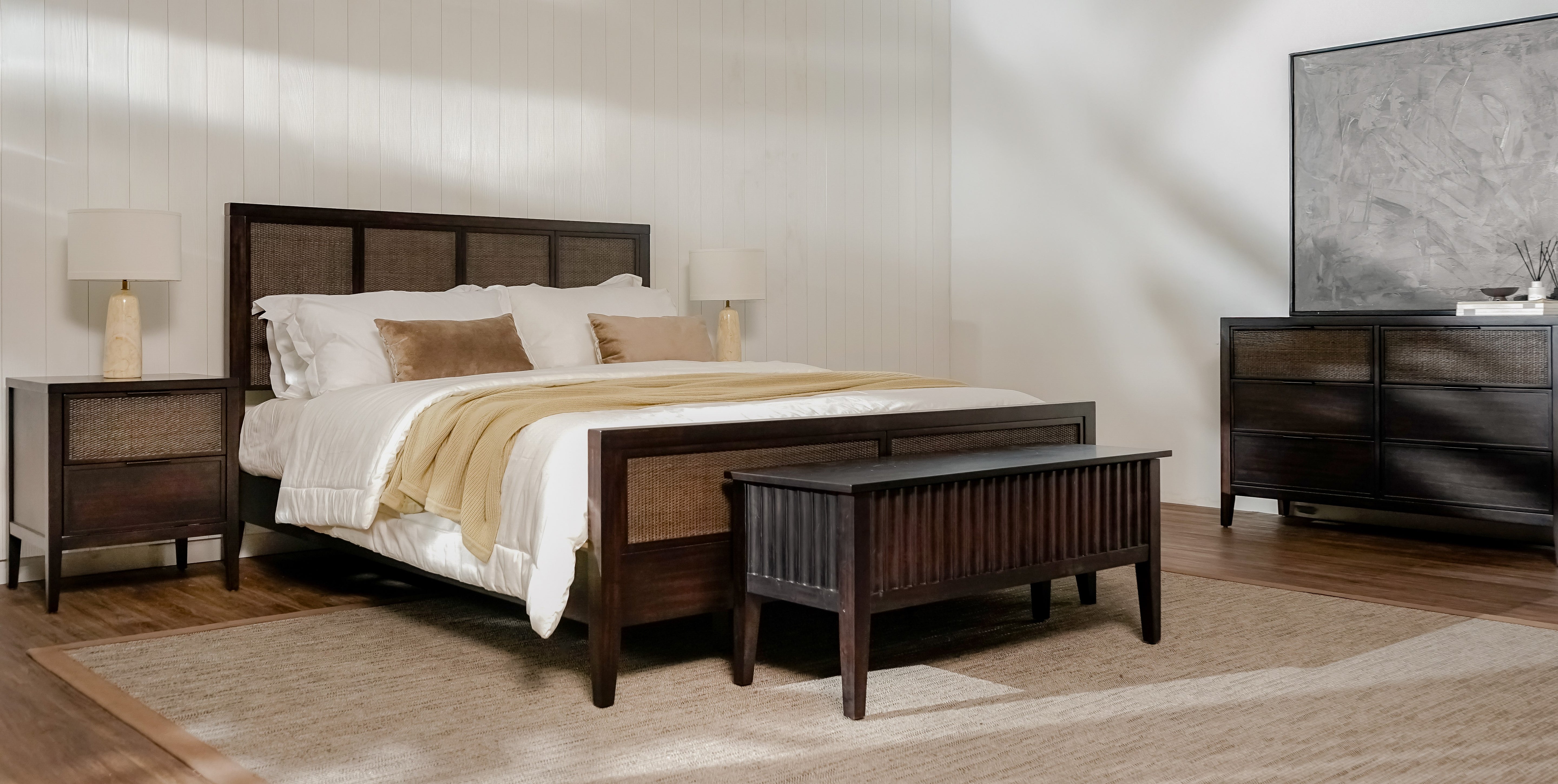 Kalana - 6-Drawer Rattan Dresser, Black