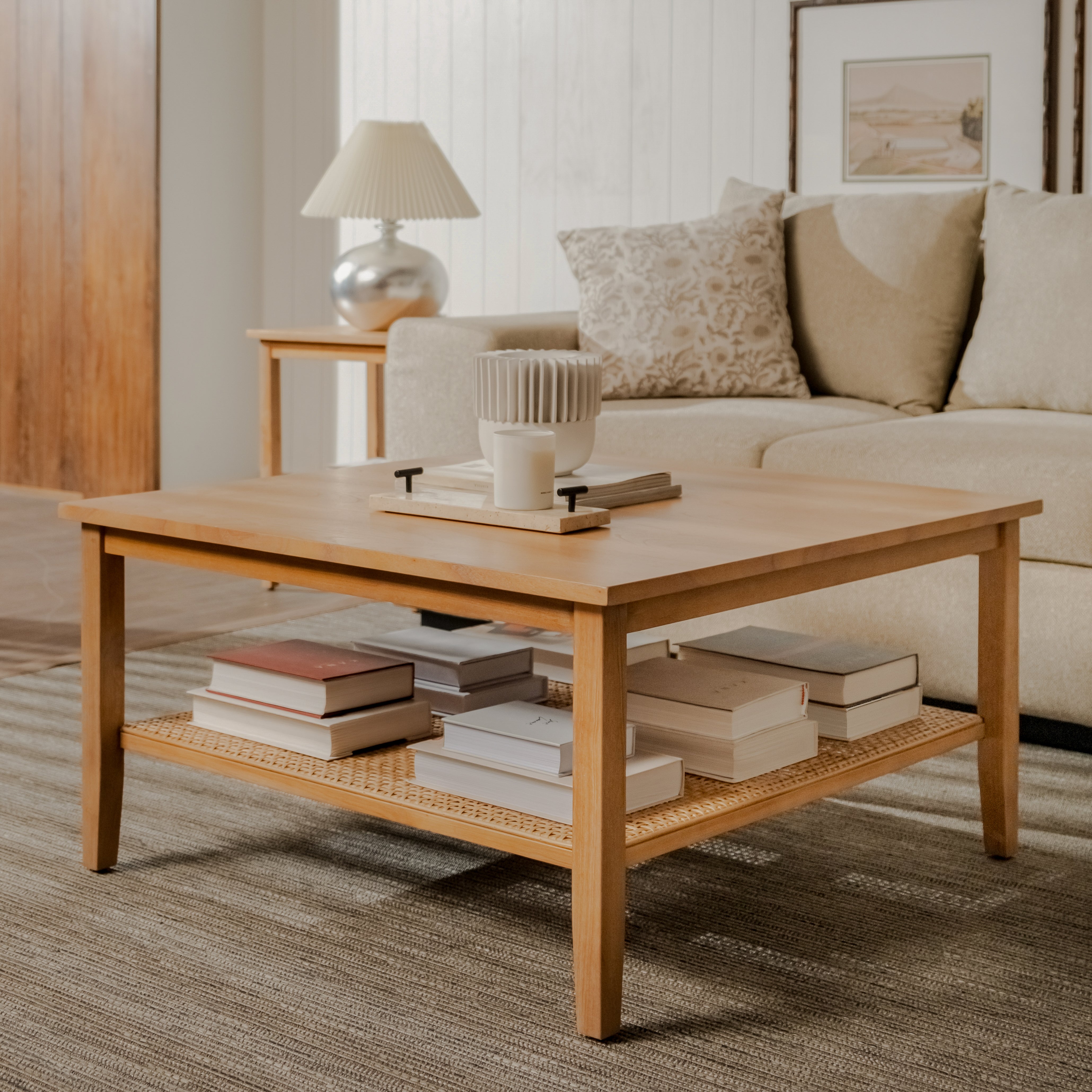 Liora - Square Rattan Coffee Table, Natural