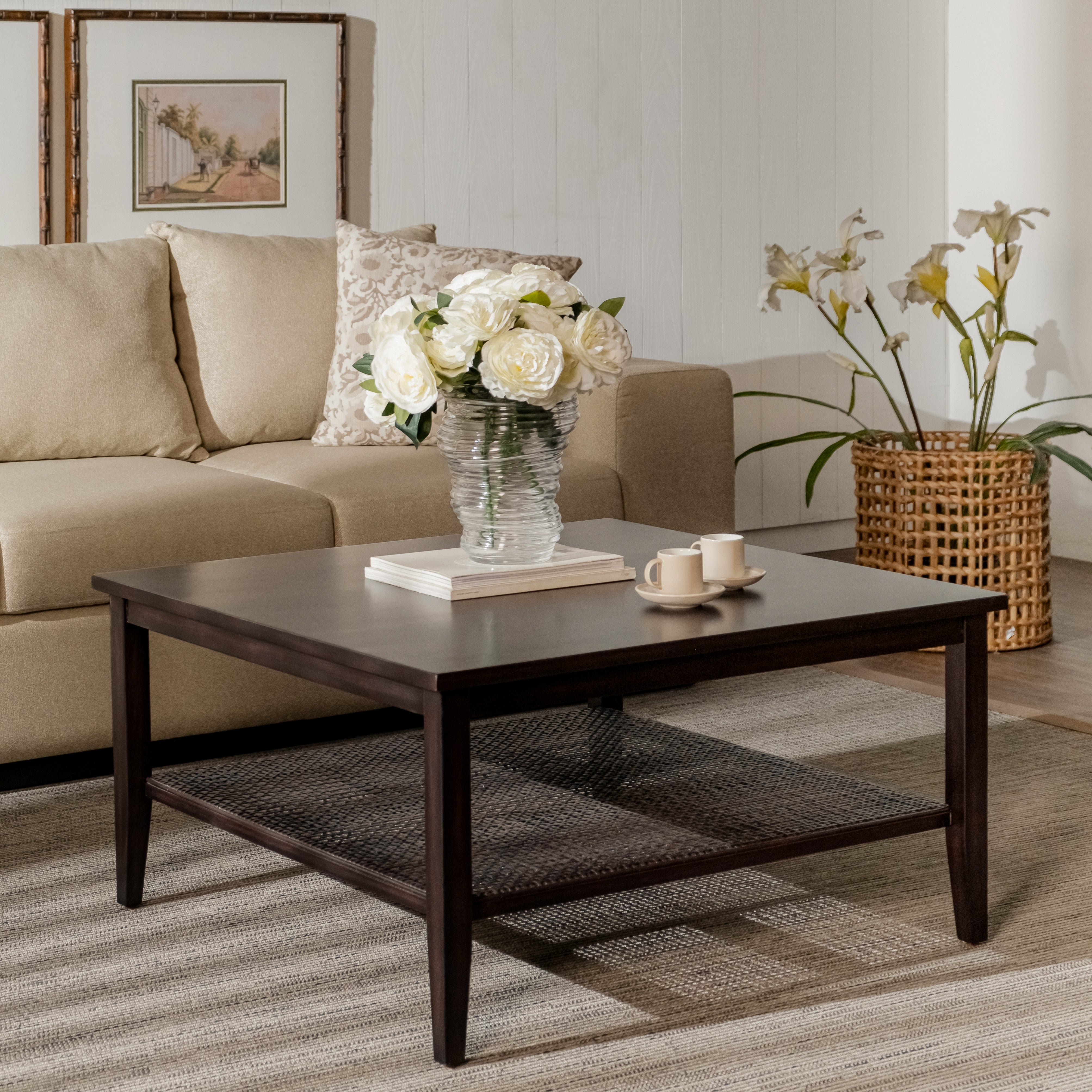 Liora - Square Rattan Coffee Table, Black