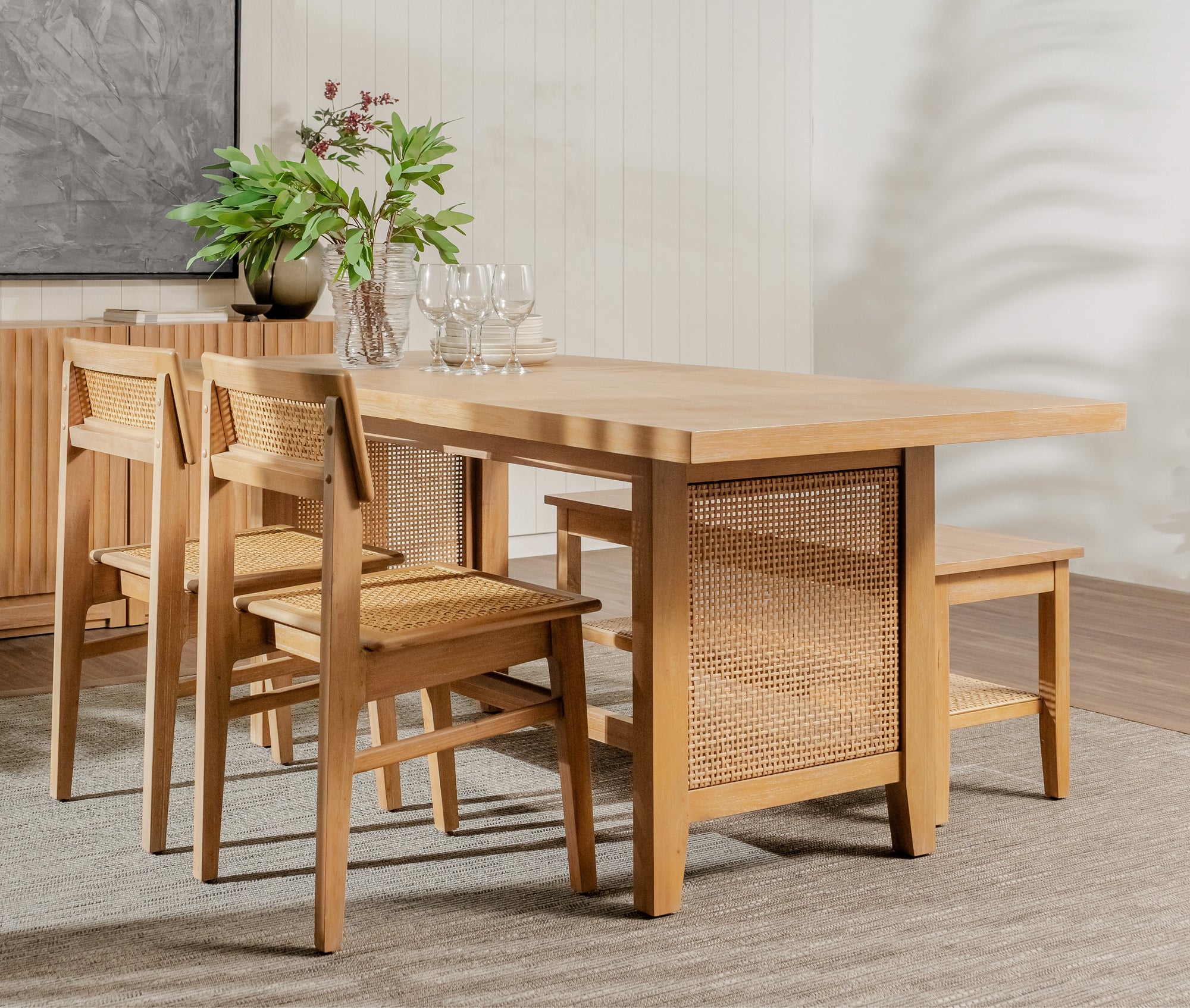 Liora - 72" x 30" Rattan Dining Table, Natural