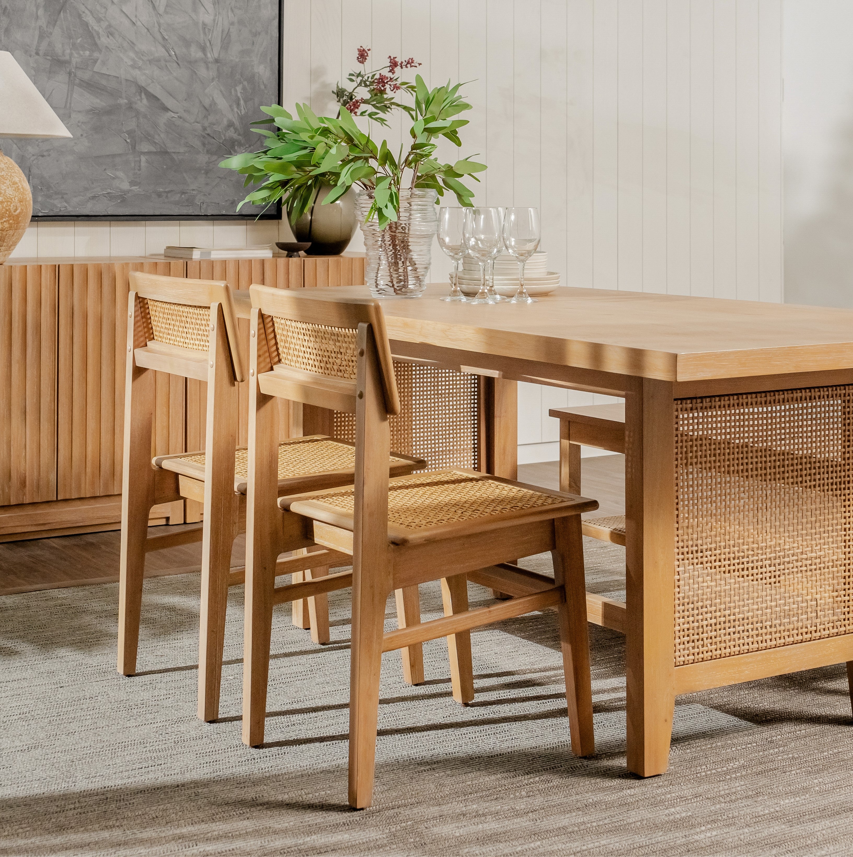 Liora - Rattan Dining Chair Set, Natural