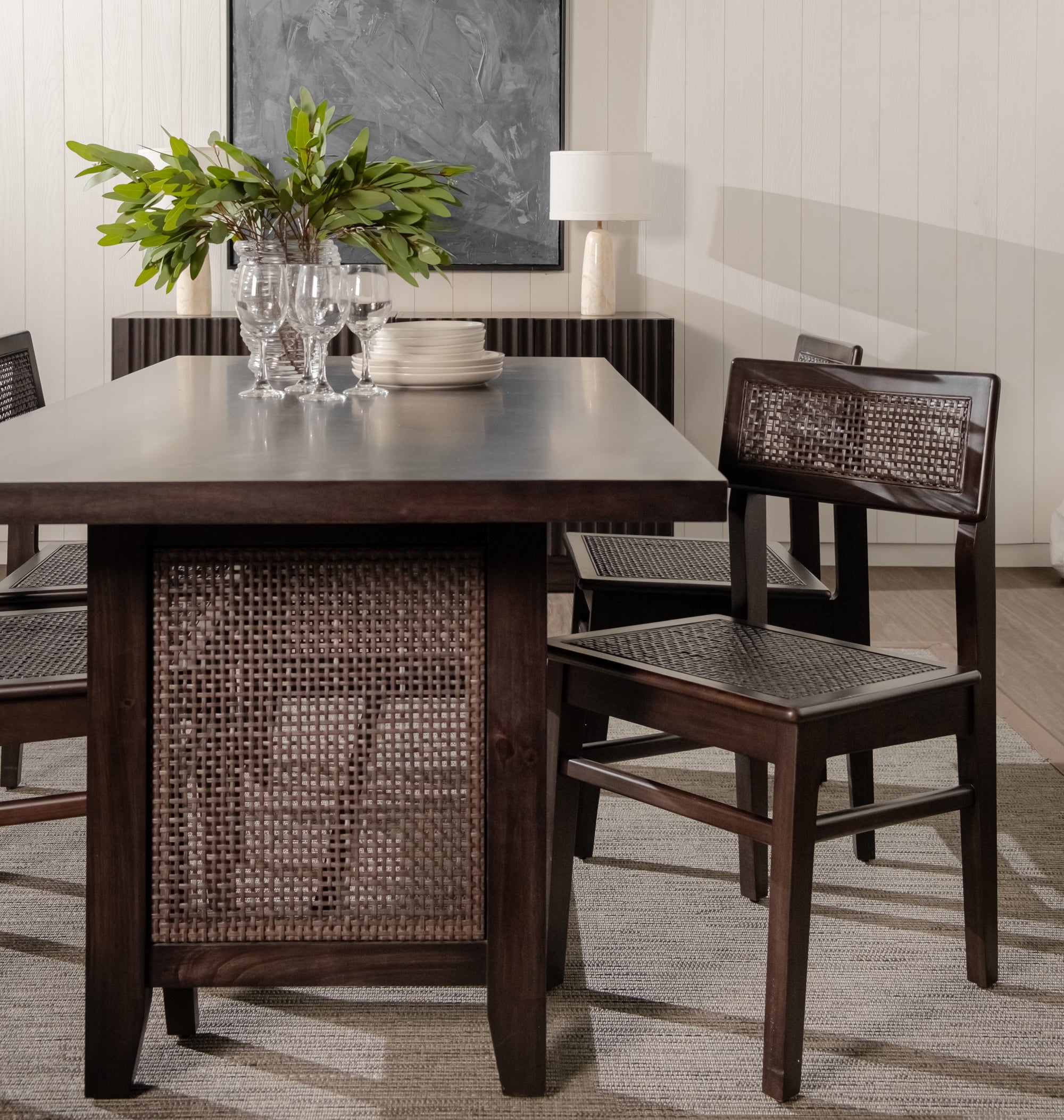 Liora - Rattan Dining Chair Set, Black