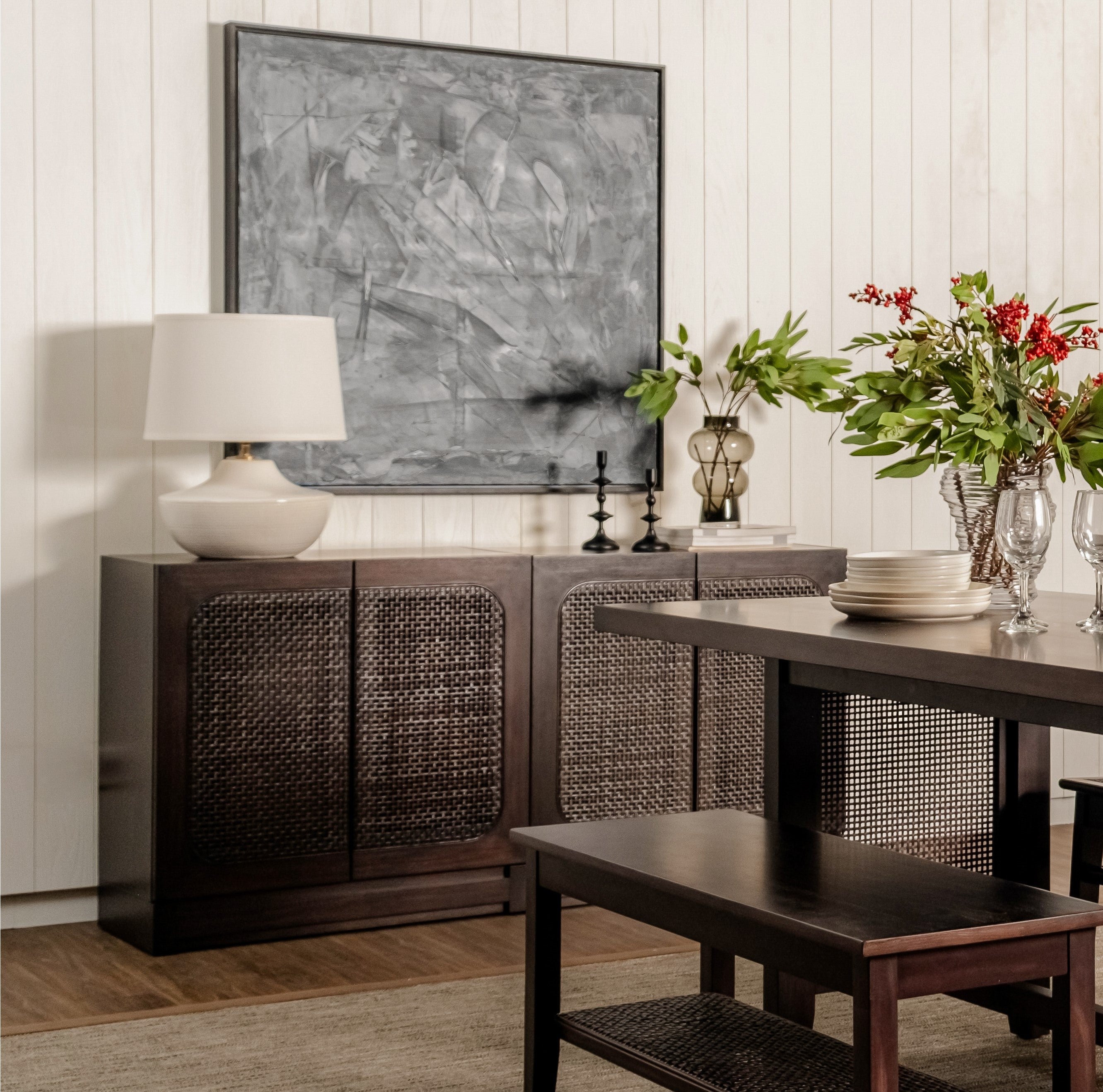 Liora - 31.5" Rattan Modular Cabinet, Black