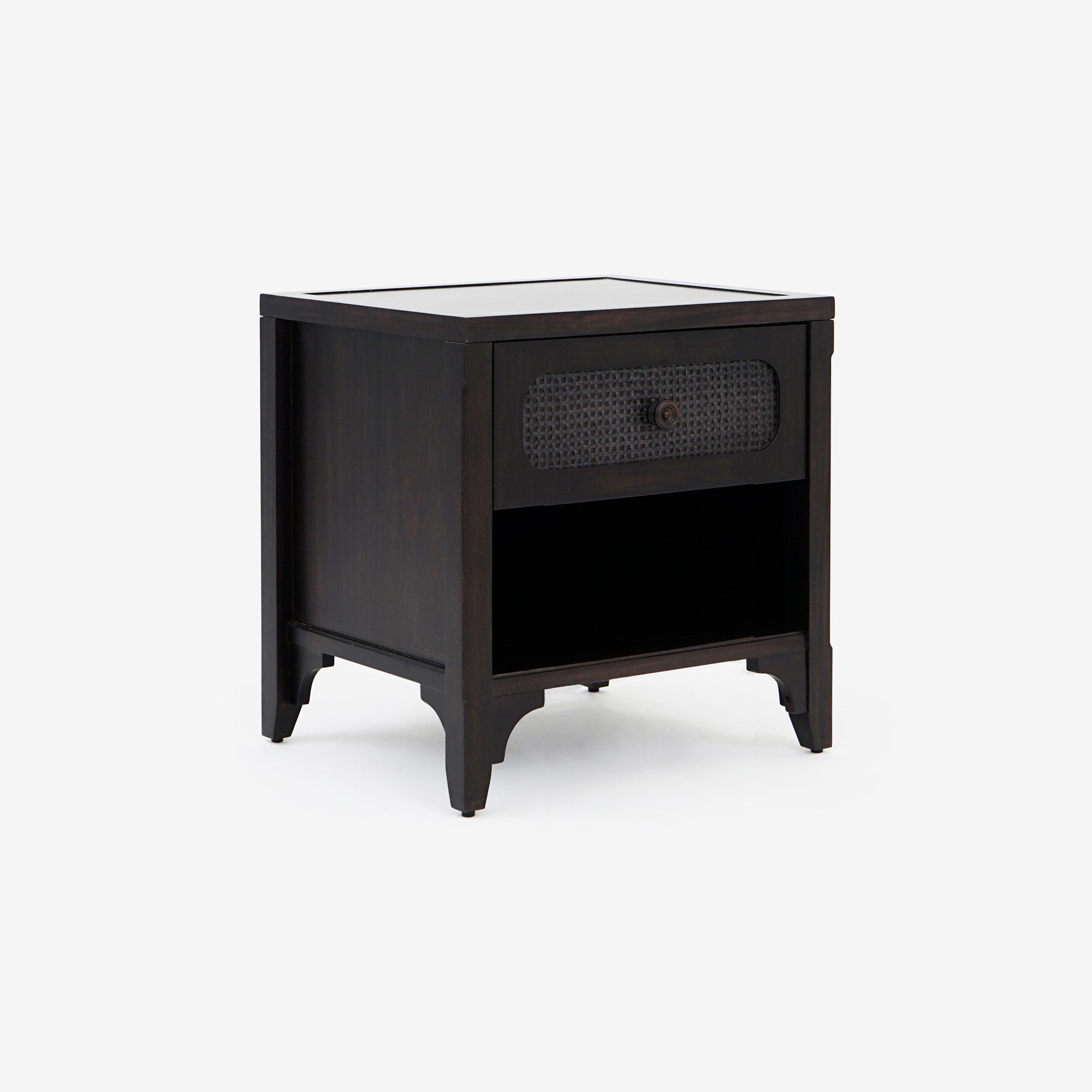 Lurian - 1-Drawer Rattan Nightstand, Black