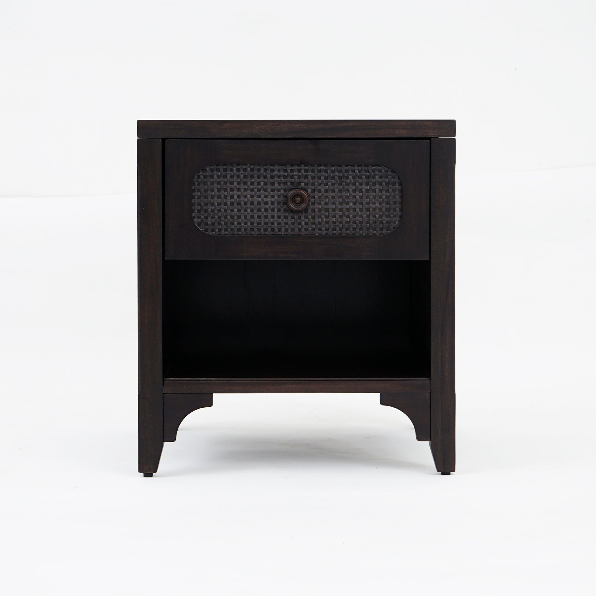 Lurian - 1-Drawer Rattan Nightstand, Black