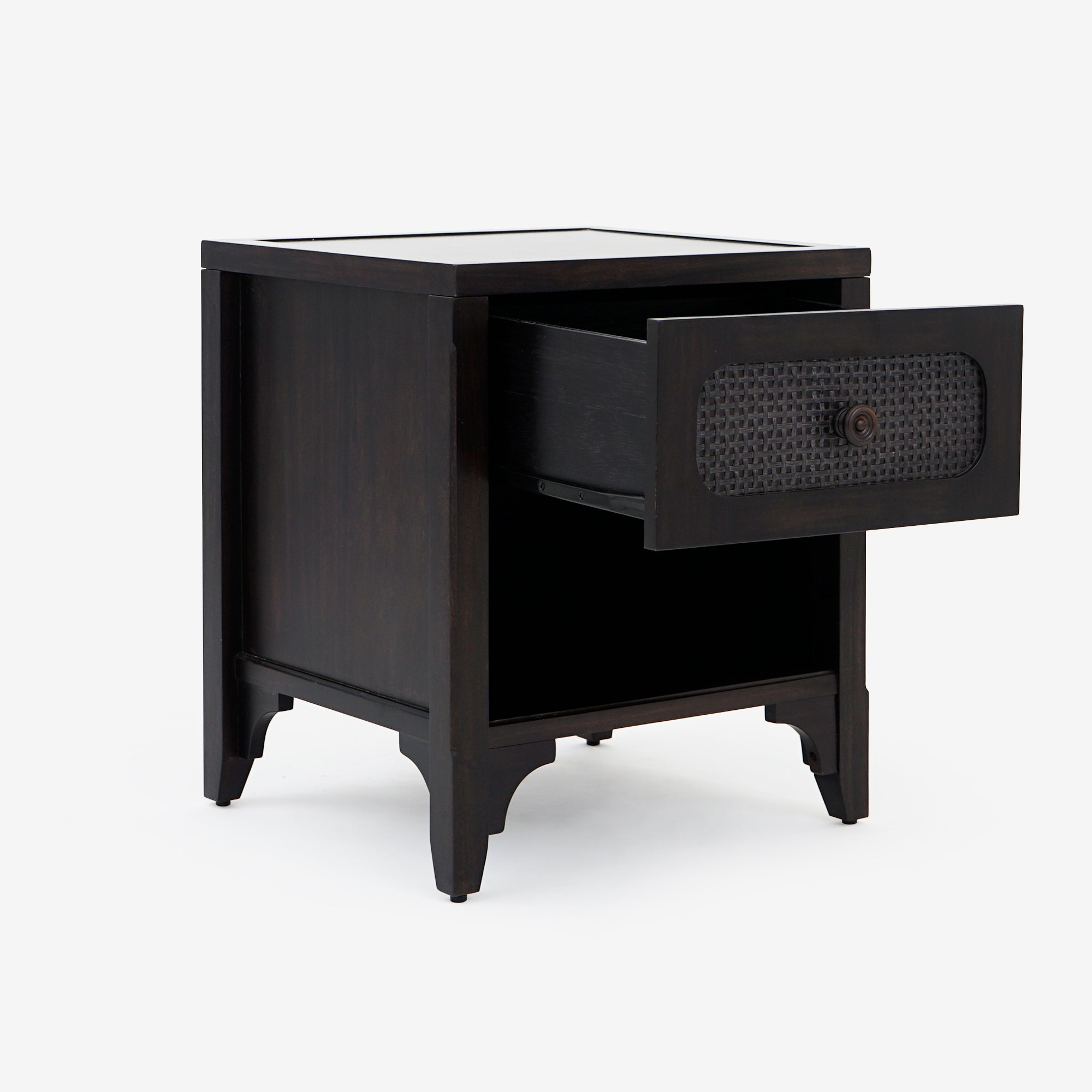 Lurian - 1-Drawer Rattan Nightstand, Black