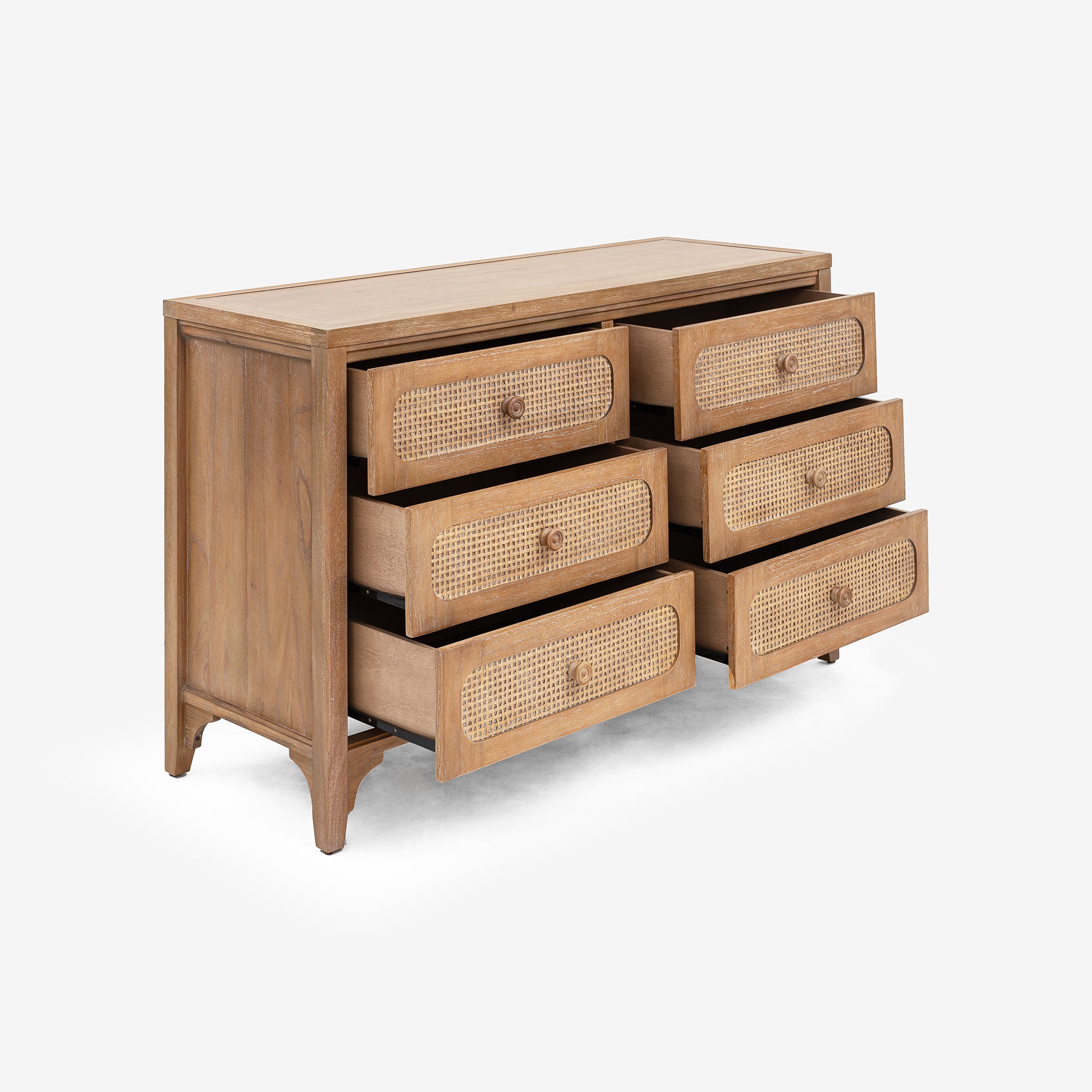 Lurian - 6-Drawer Rattan Dresser, Natural