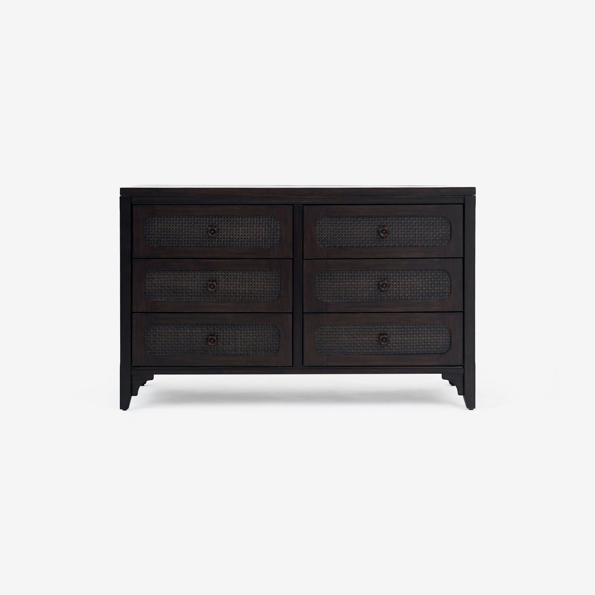 Lurian - 6-Drawer Rattan Dresser, Black