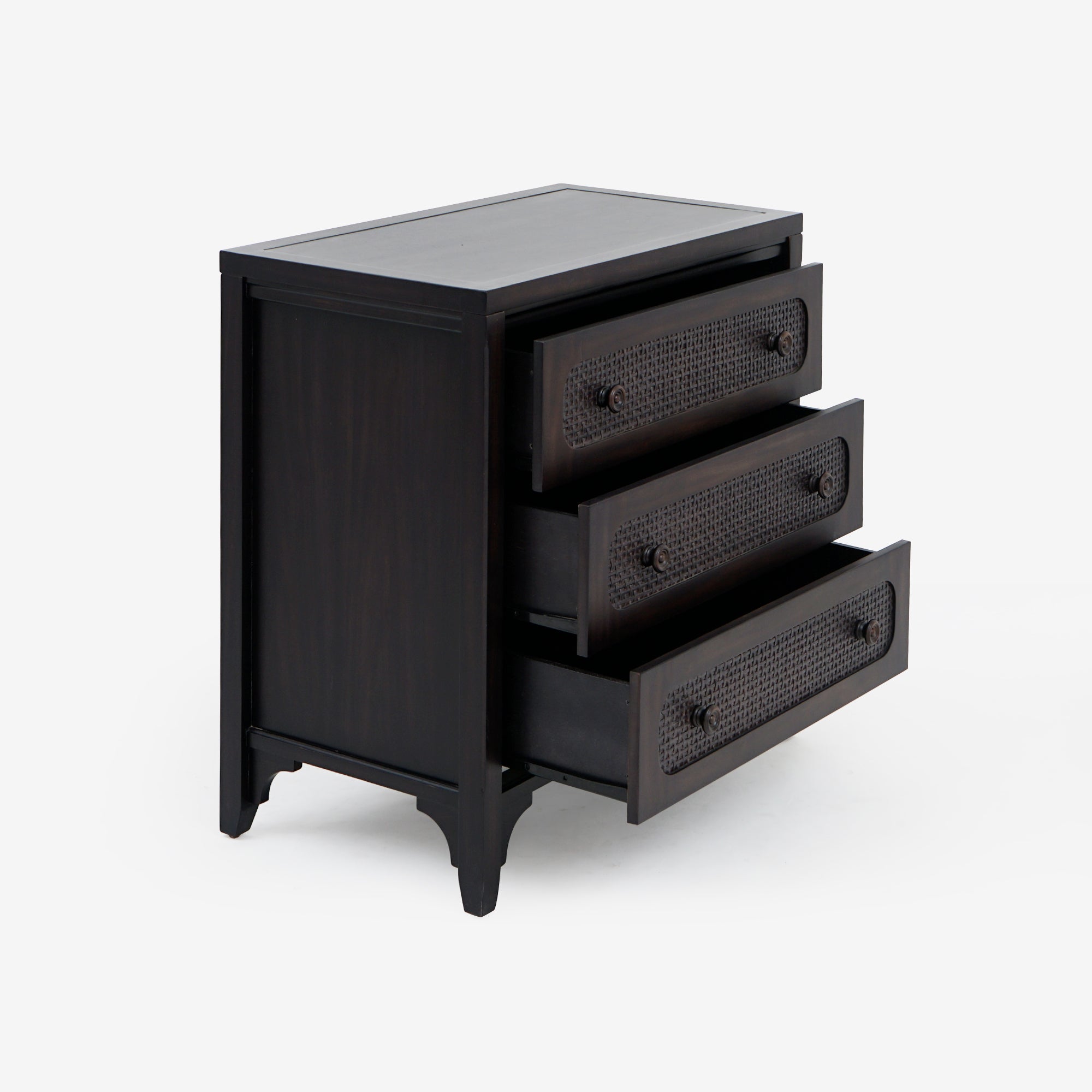 Lurian - 3-Drawer Rattan Dresser, Black