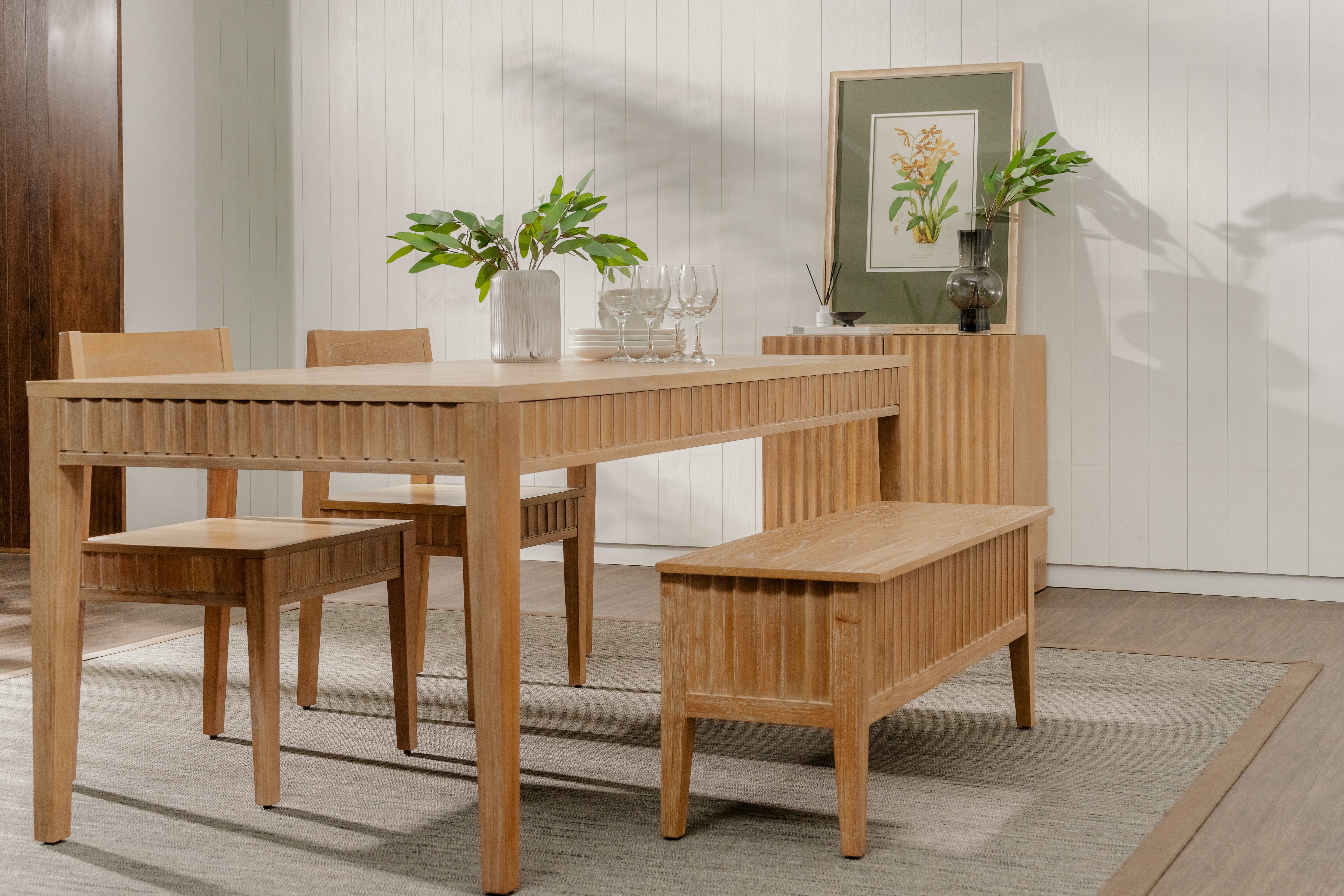 Mira - 42" Scalloped Storage Bench, Natural