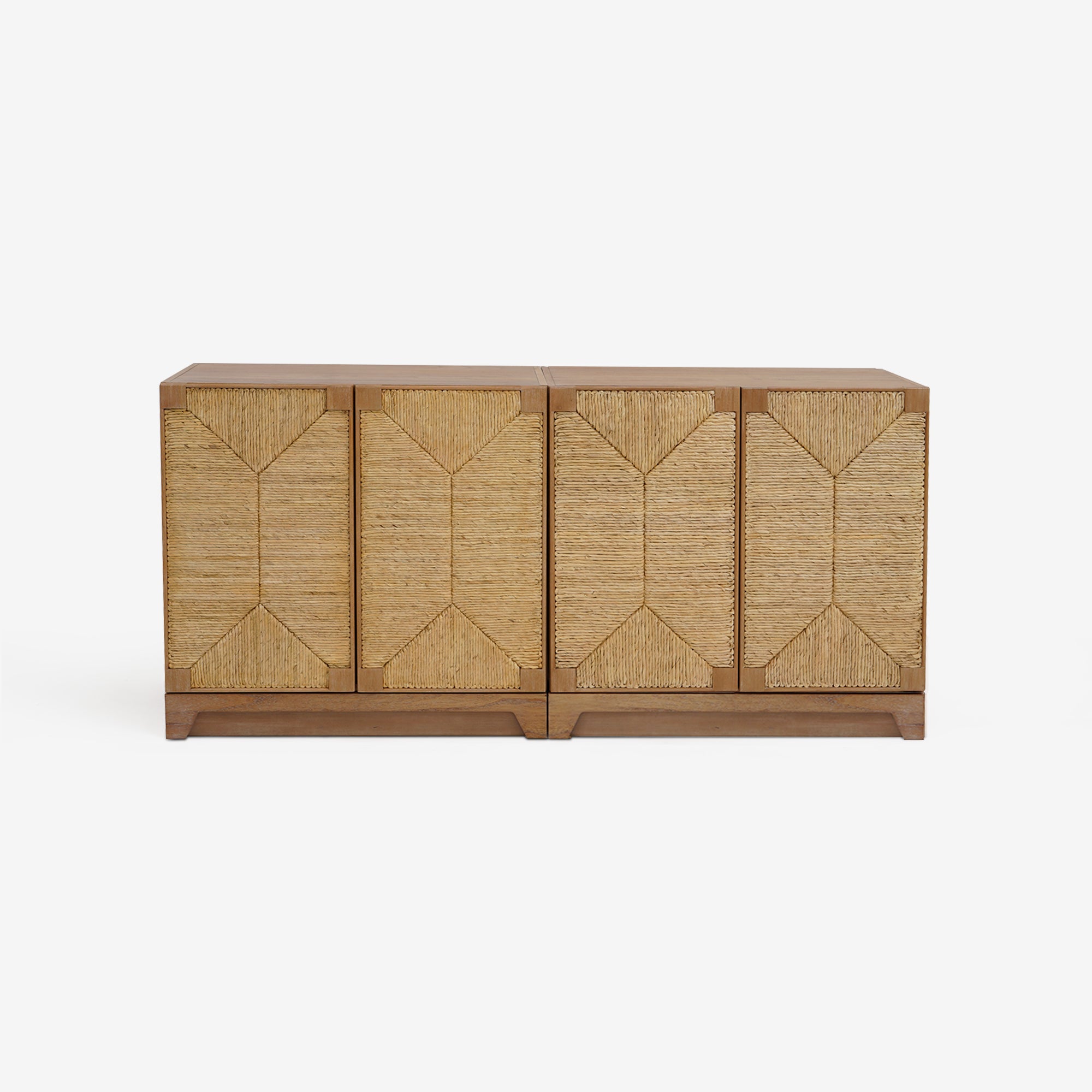 Wooden sideboard with geometric pattern