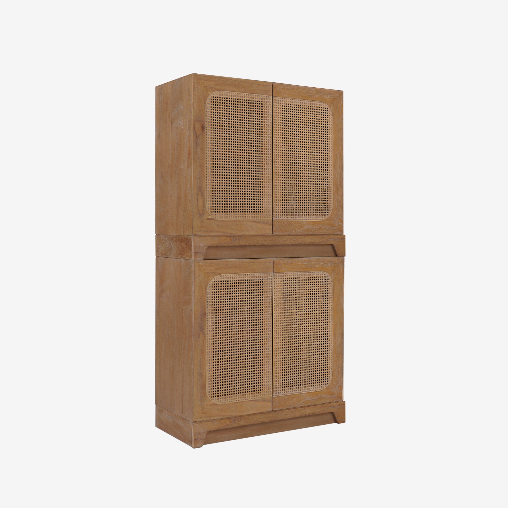 Angled View Set of 2 Natural Liora 31.5 Rattan Modular Cabinet
