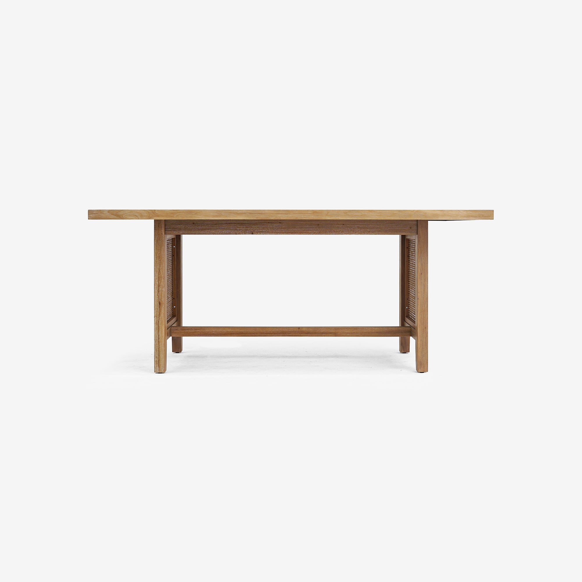 Front View Natural Liora 72 x 30 Rattan Dining Table