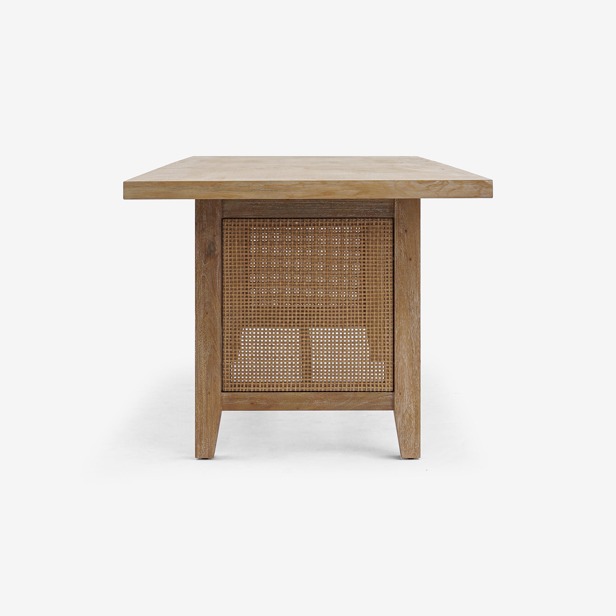 Side VIew Natural Liora 72 x 30 Rattan Dining Table