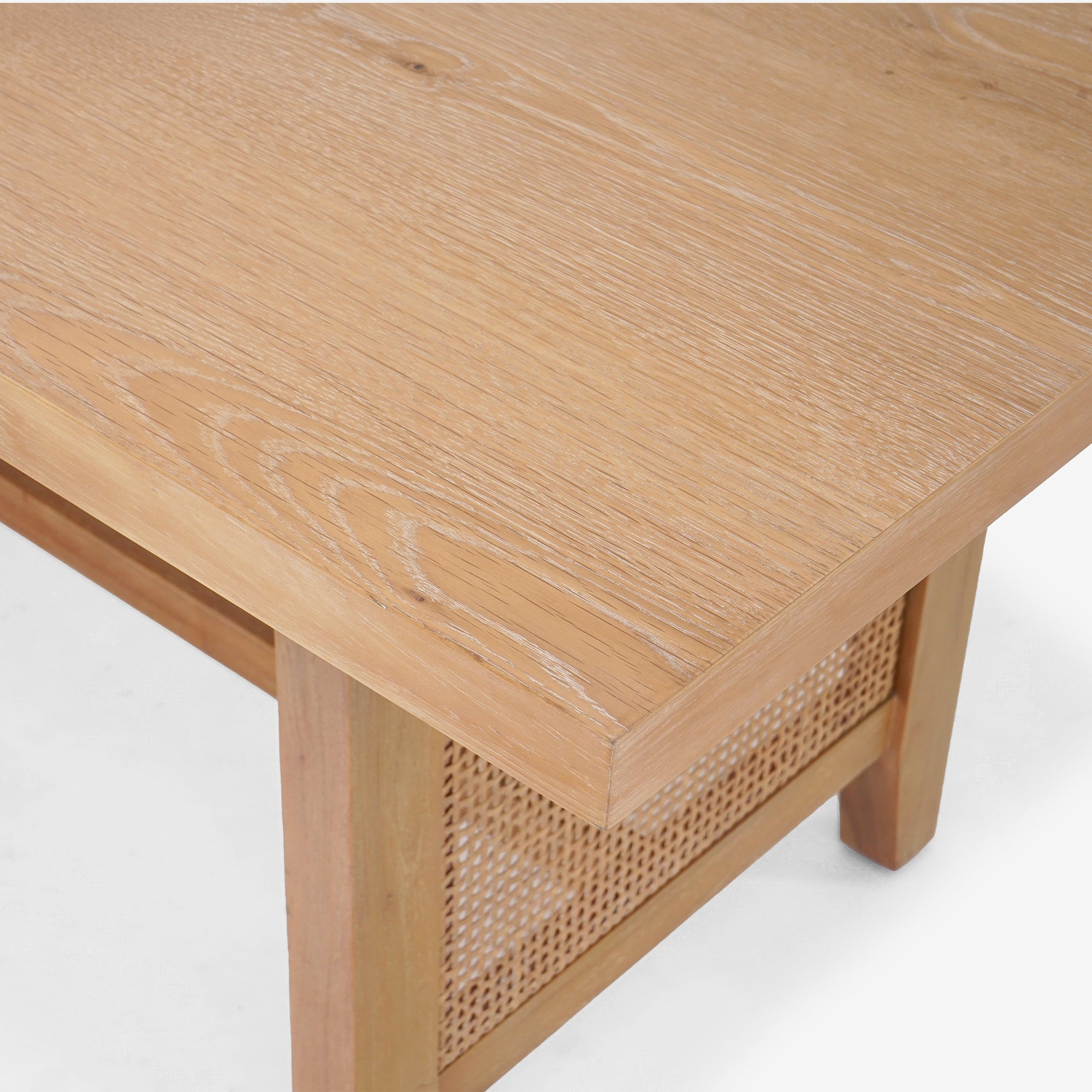 Top View Natural Liora 72 x 30 Rattan Dining Table