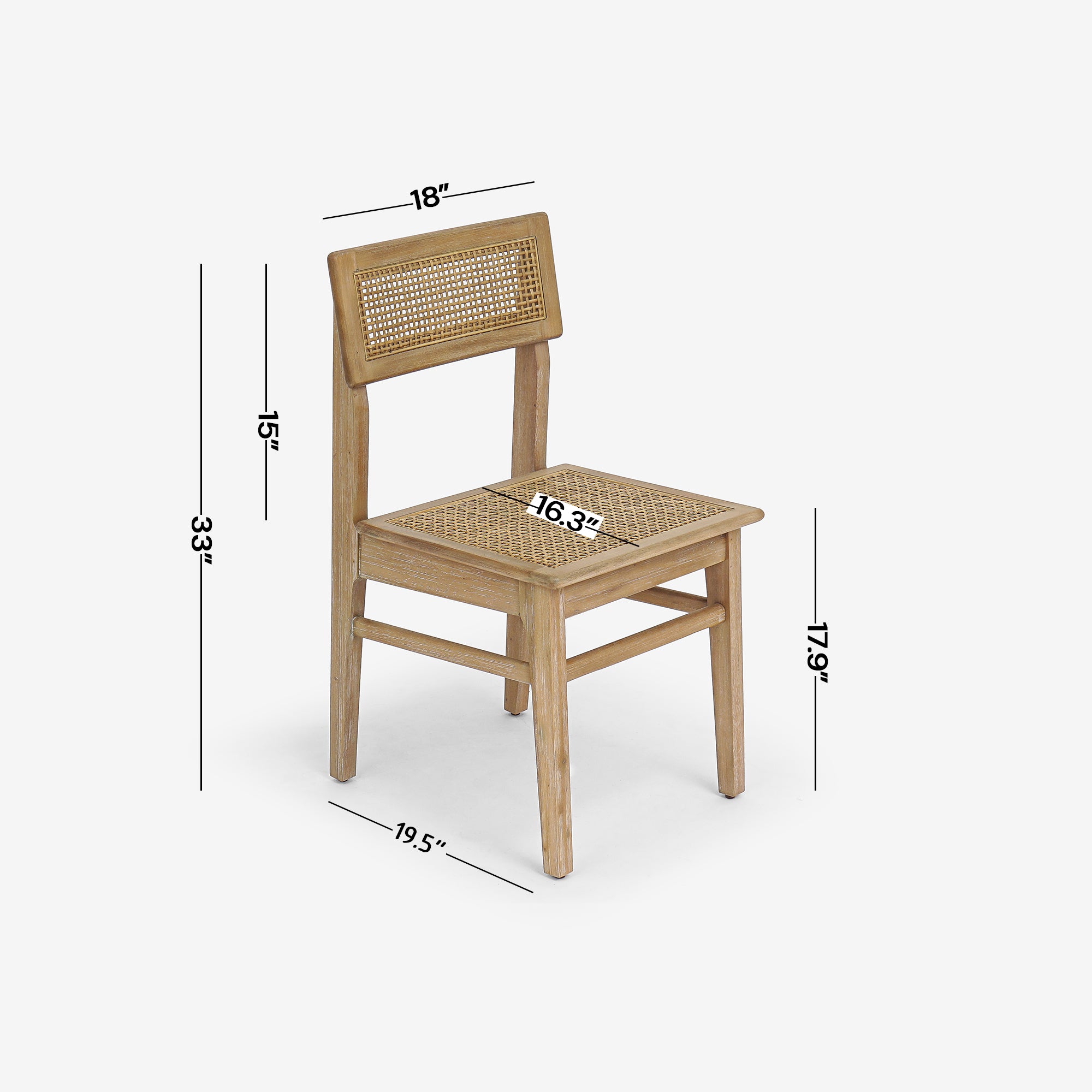 Detail Dimension Natural Liora Rattan Dining Chair Set