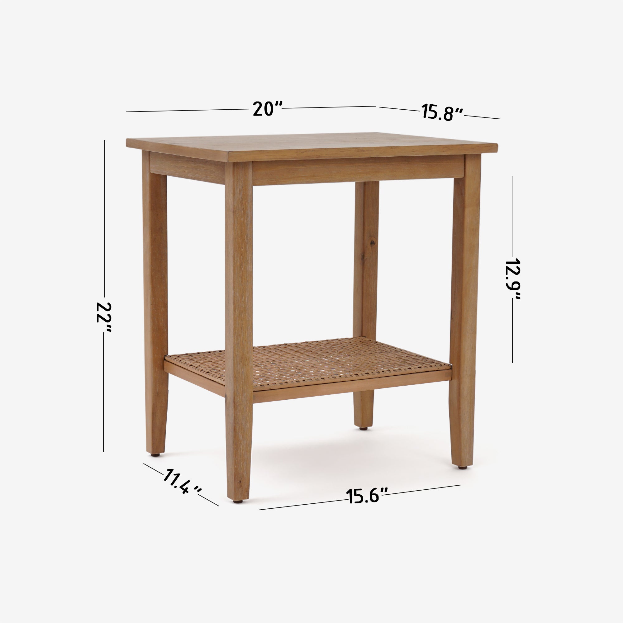 Detail Dimension Natural Liora Rectangular Rattan Accent Table