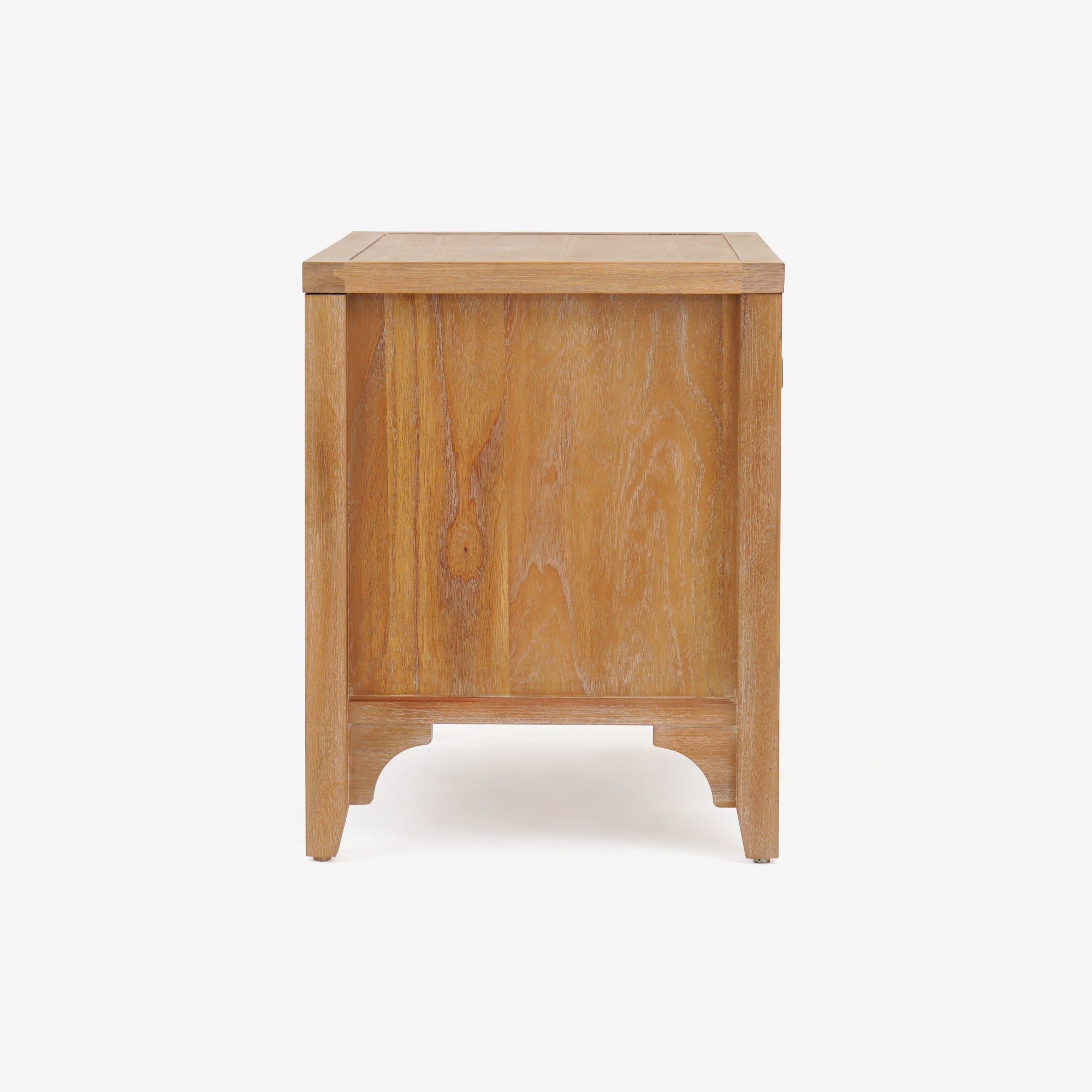Side View Natural Lurian 1 Drawer Rattan Nightstand