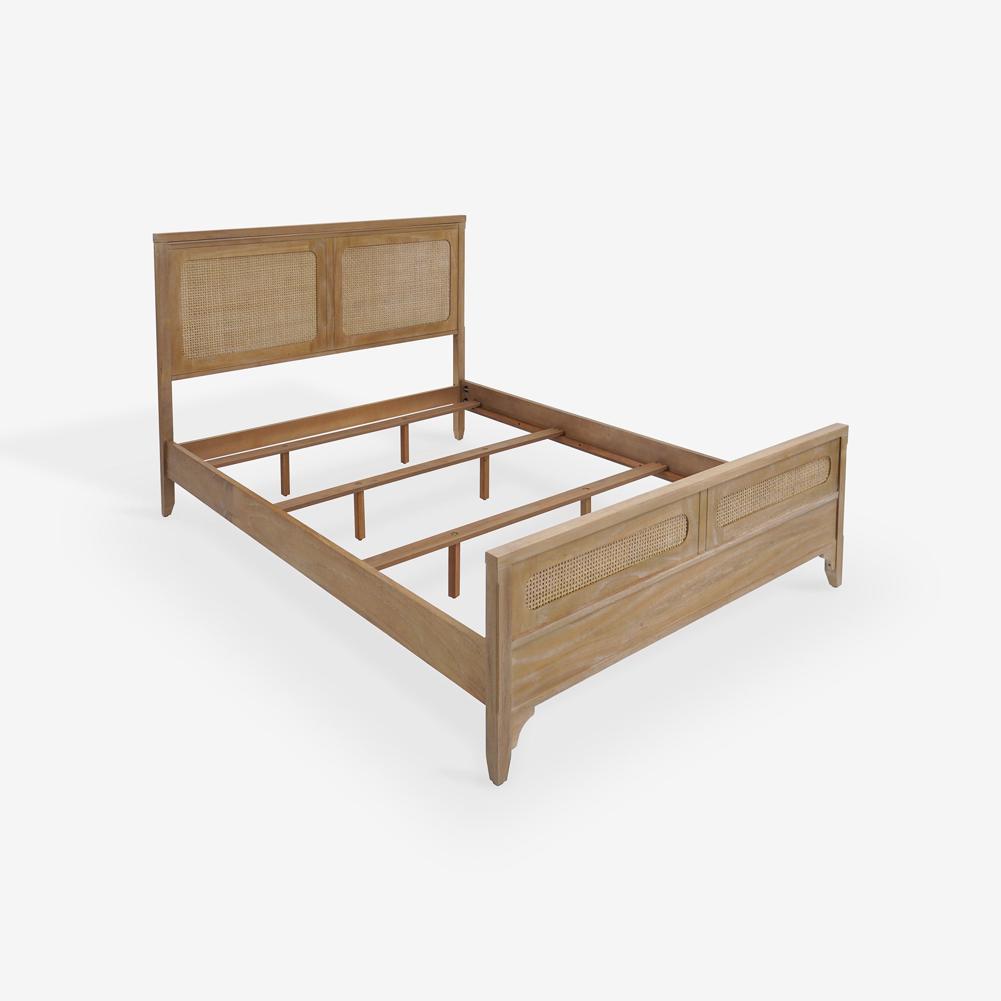 Angled VIew Natural Lurian Queen Rattan Bed