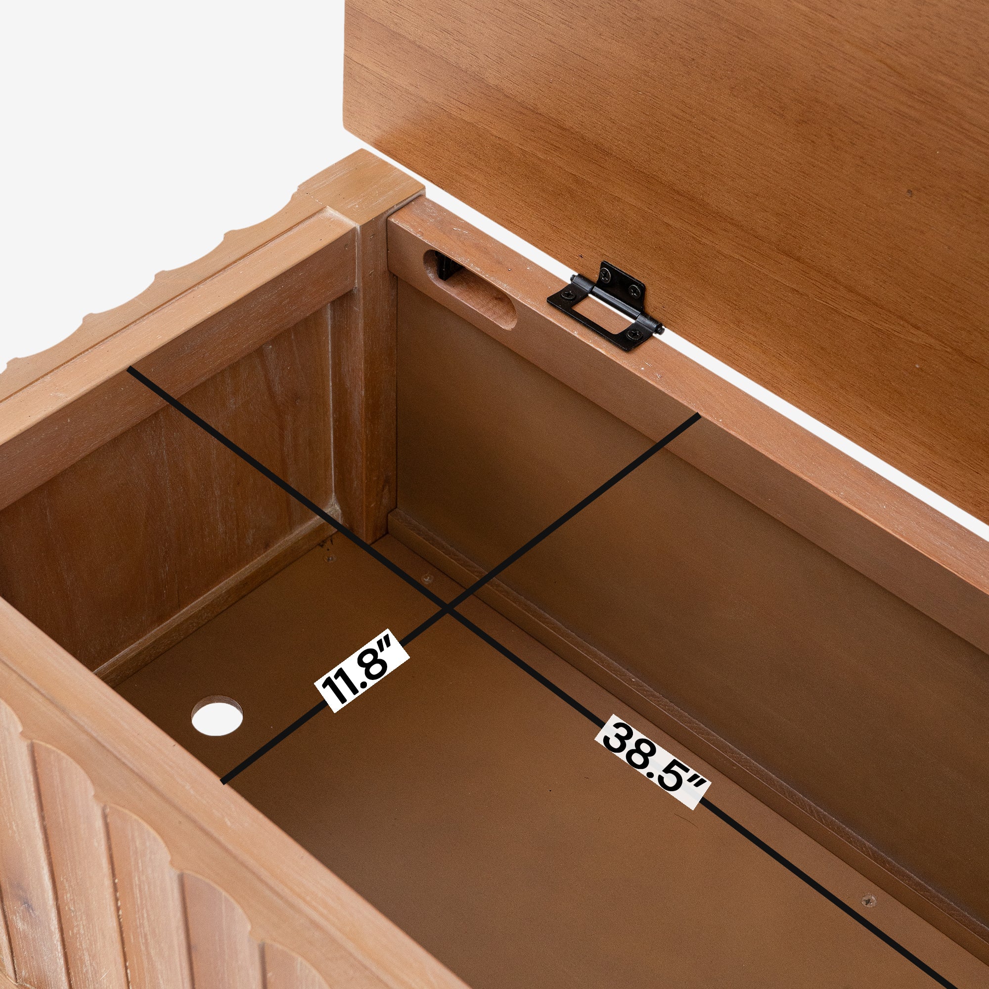 Detail Dimension Natural Mira 42 Scalloped Storage Bench