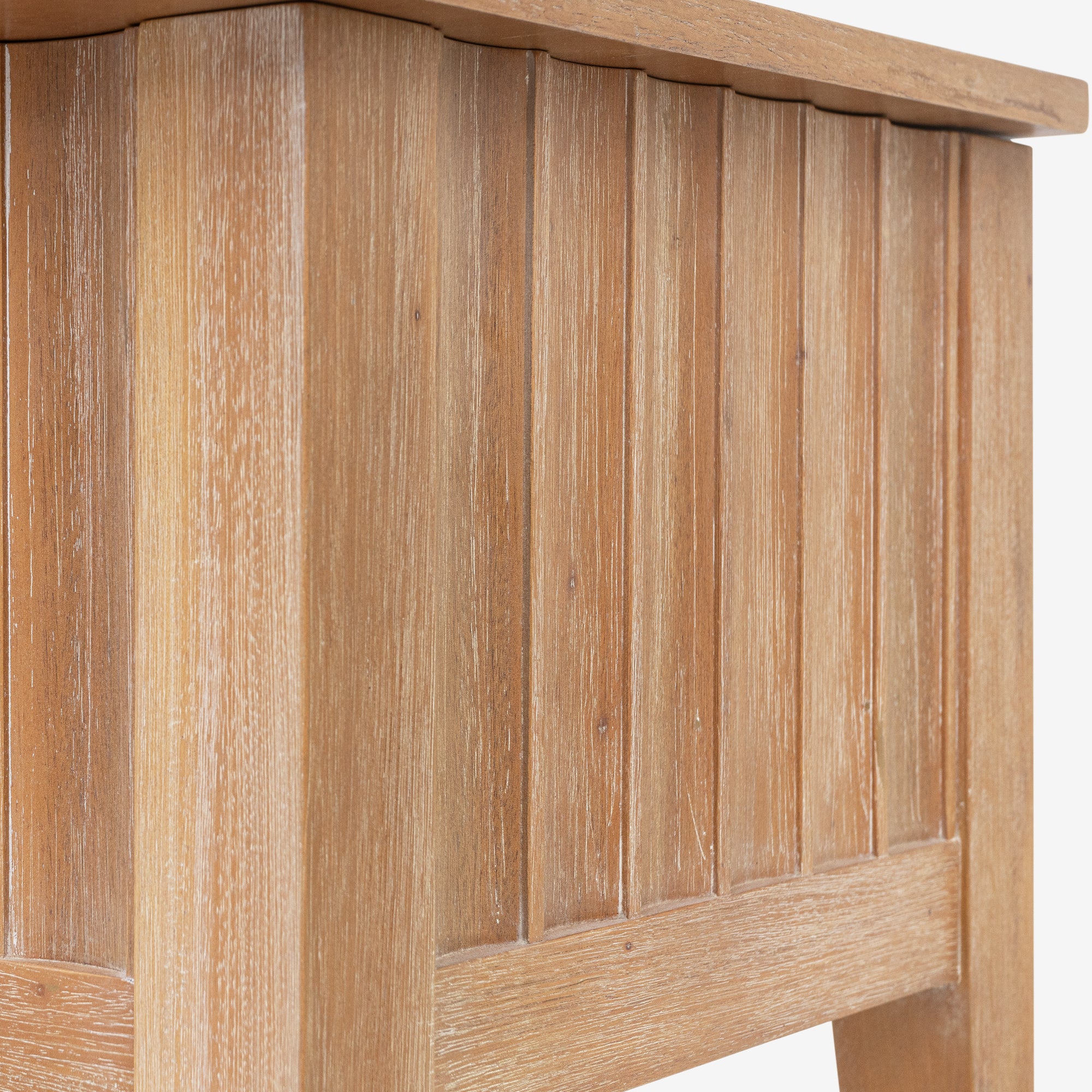 Detail Side Natural Mira 42 Scalloped Storage Bench