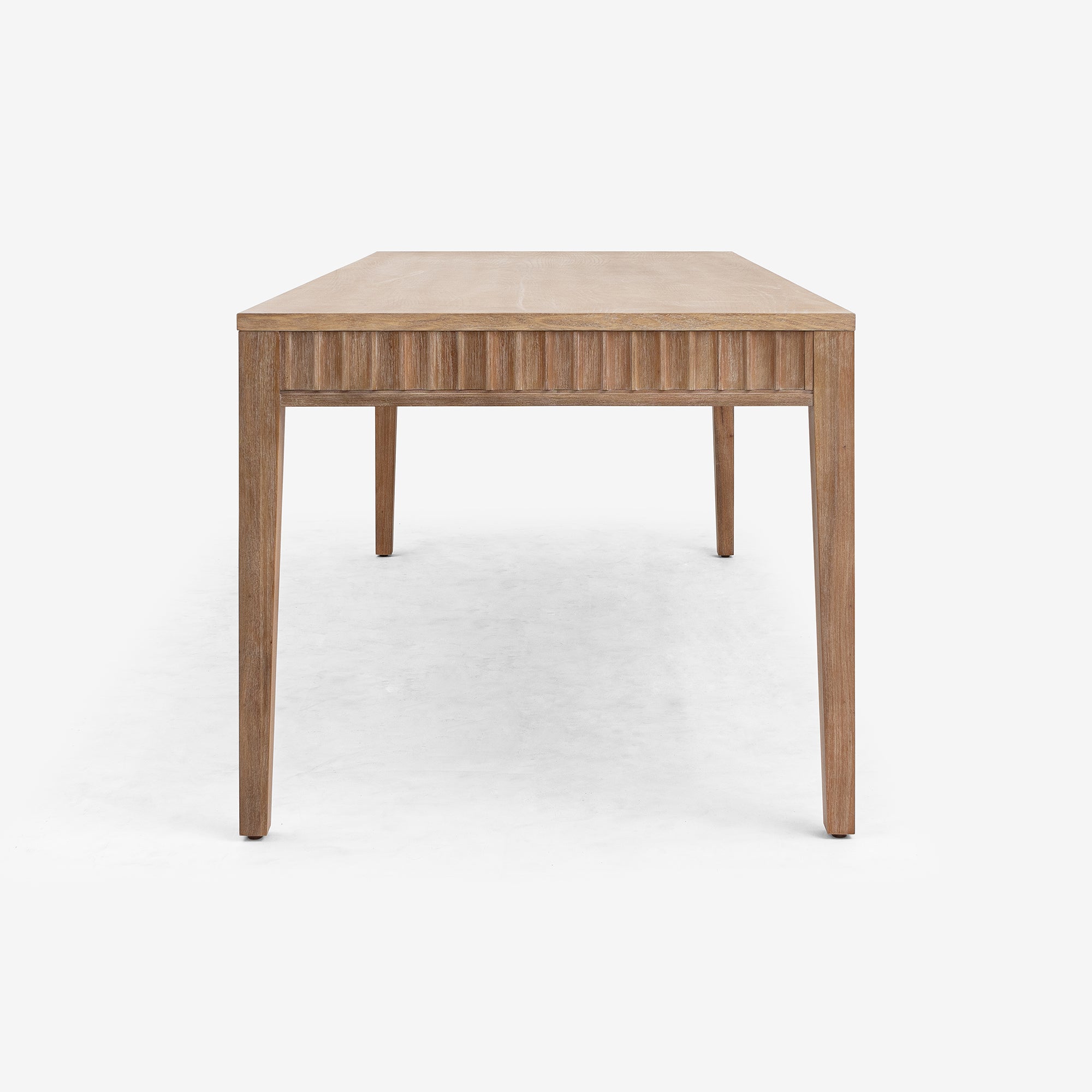 Side View Natural Mira 72 x 30 Scalloped Dining Table