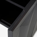 Close-up of a Black Averi Modular Cabinet with reflective surface