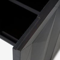 Close-up of a Black Averi Modular Cabinet with reflective surface