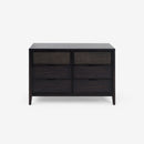 Black Kalana 6 Drawer Rattan Dresser front view
