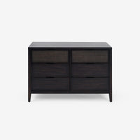 Black Kalana 6 Drawer Rattan Dresser front view