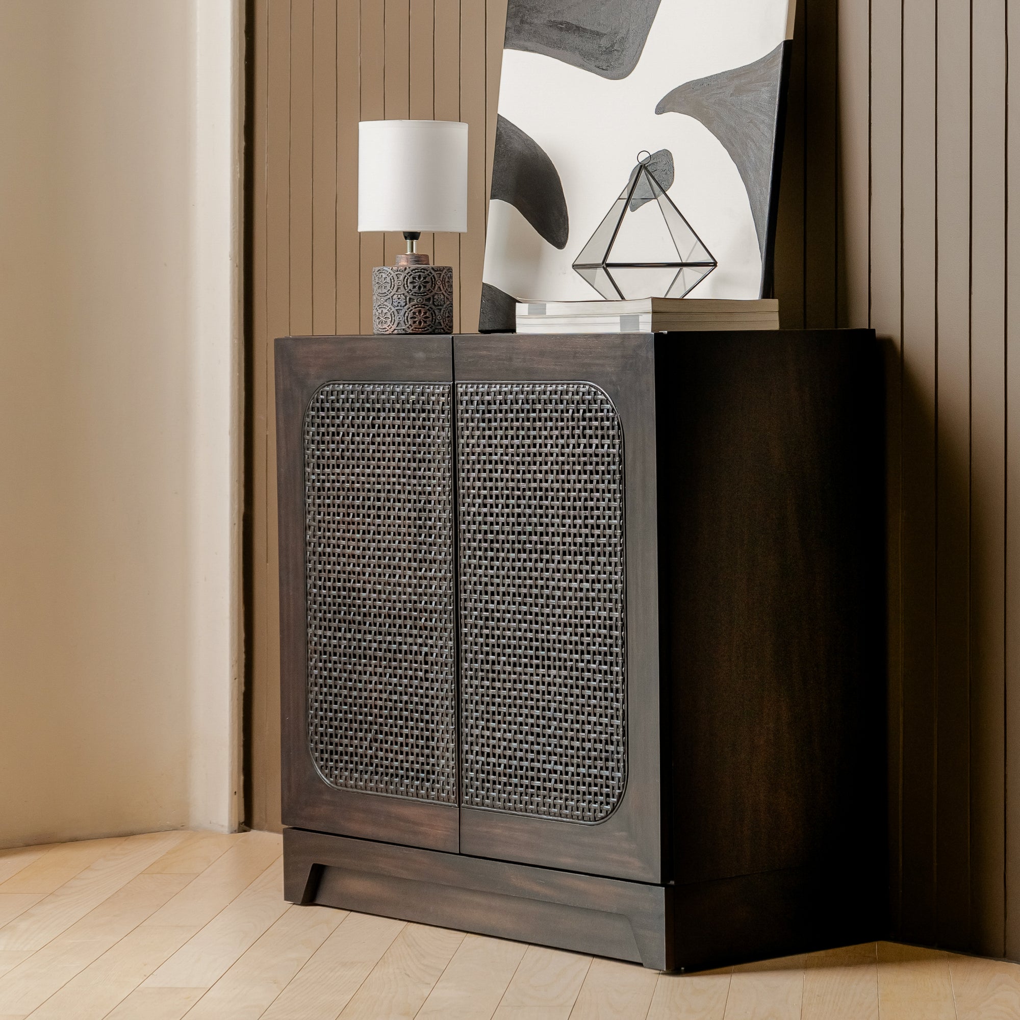 Liora - 31.5" Rattan Modular Cabinet Doors, Black