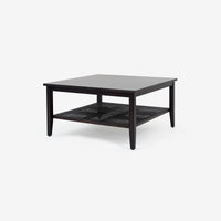 Angled View Black Liora Square Rattan Coffee Table