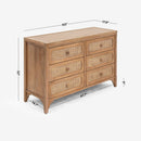 Detail Dimension Black Lurian 6 Drawer Rattan Dresser