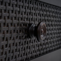 Detail Front Black Lurian 6 Drawer Rattan Dresser