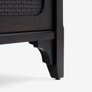 Detail Leg Black Lurian 6 Drawer Rattan Dresser