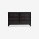 Front View Black Lurian 6 Drawer Rattan Dresser